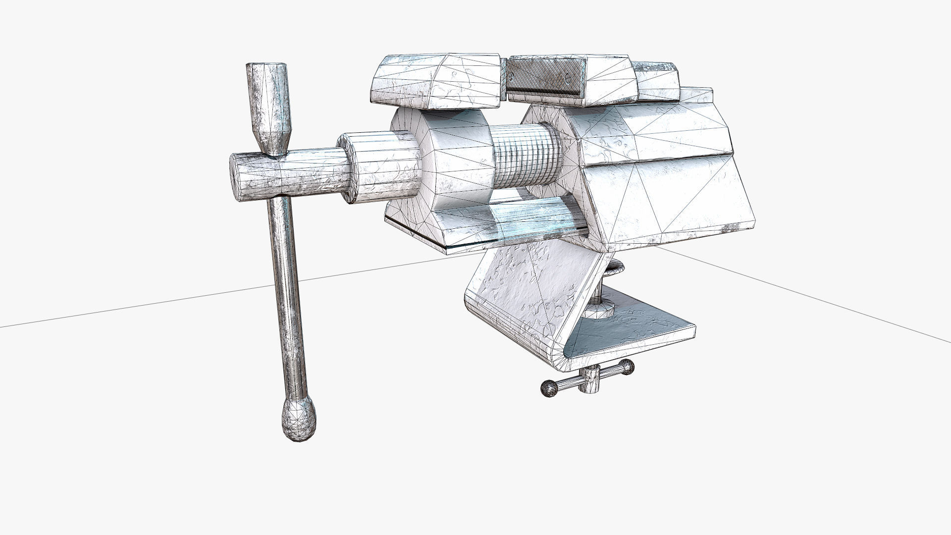 Old Vise tool Low-poly 3D model_9
