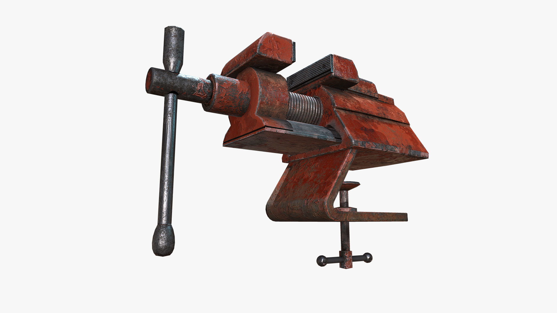 Old Vise tool Low-poly 3D model_6
