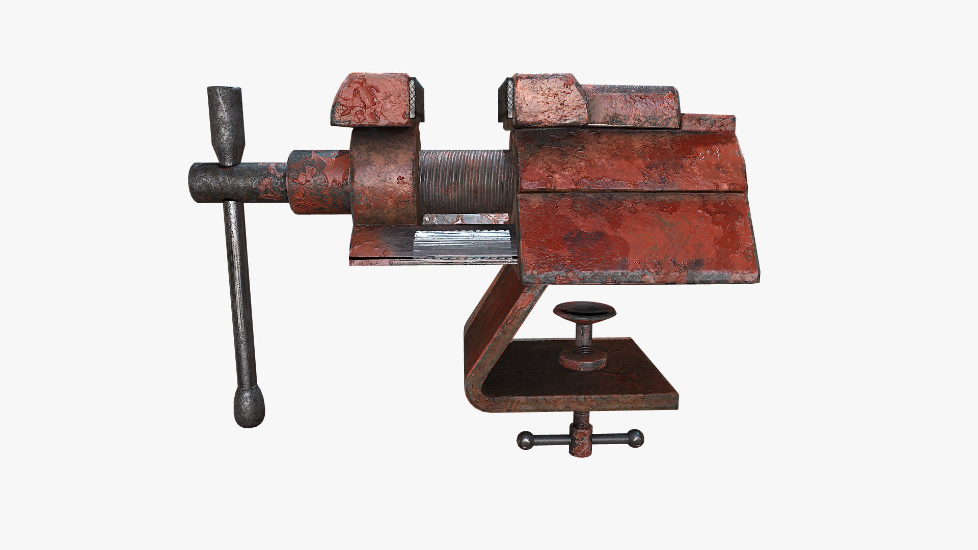 Old Vise tool Low-poly 3D model_1