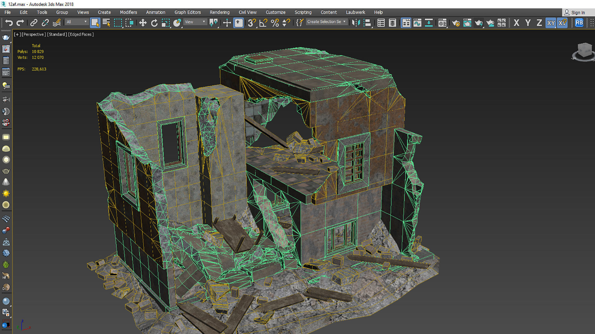 DESTROYED BUILDING 04 Low-poly 3D model_7