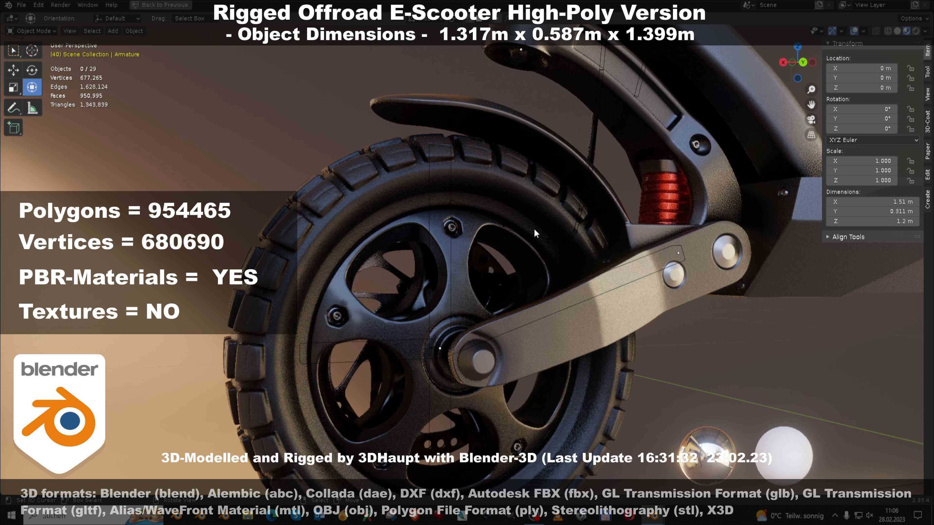 Offroad E-Scooter High-Poly Package 3D Model Collection_35