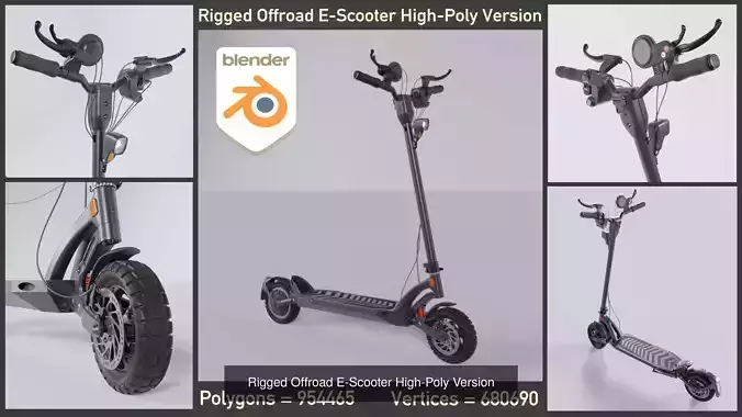 Offroad E-Scooter High-Poly Package 3D Model Collection