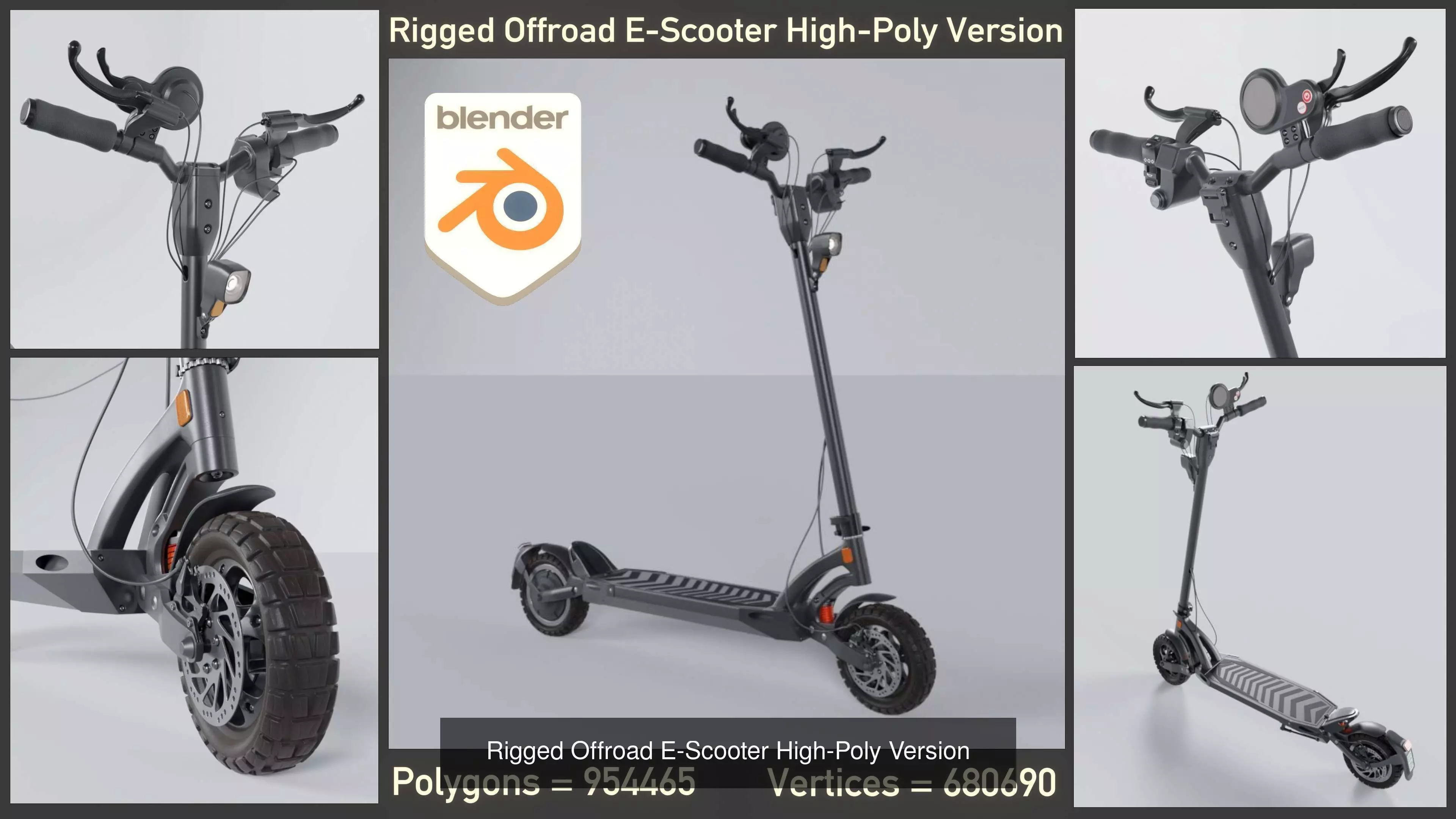 Offroad E-Scooter High-Poly Package 3D Model Collection_0