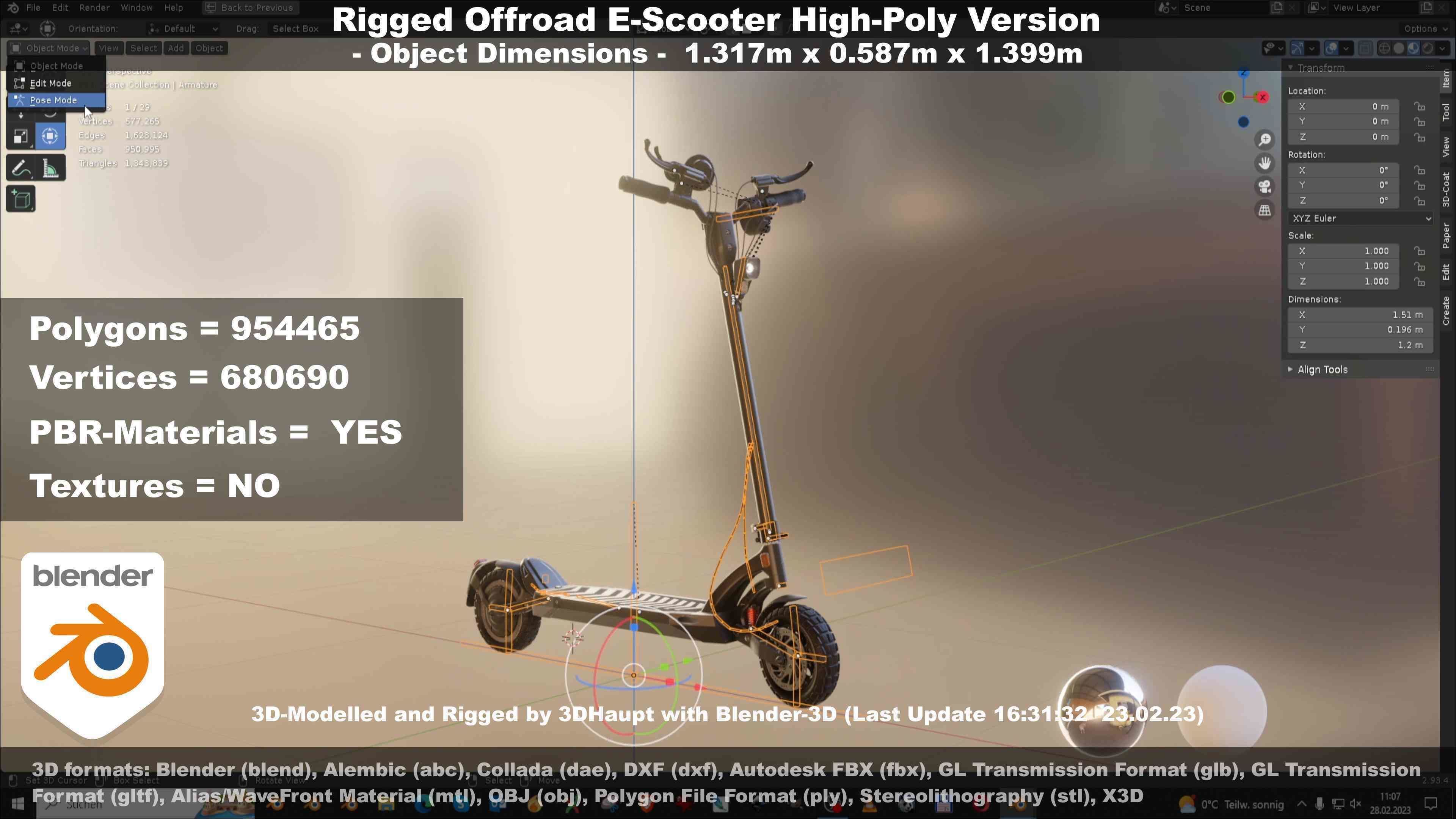 Offroad E-Scooter High-Poly Package 3D Model Collection_36
