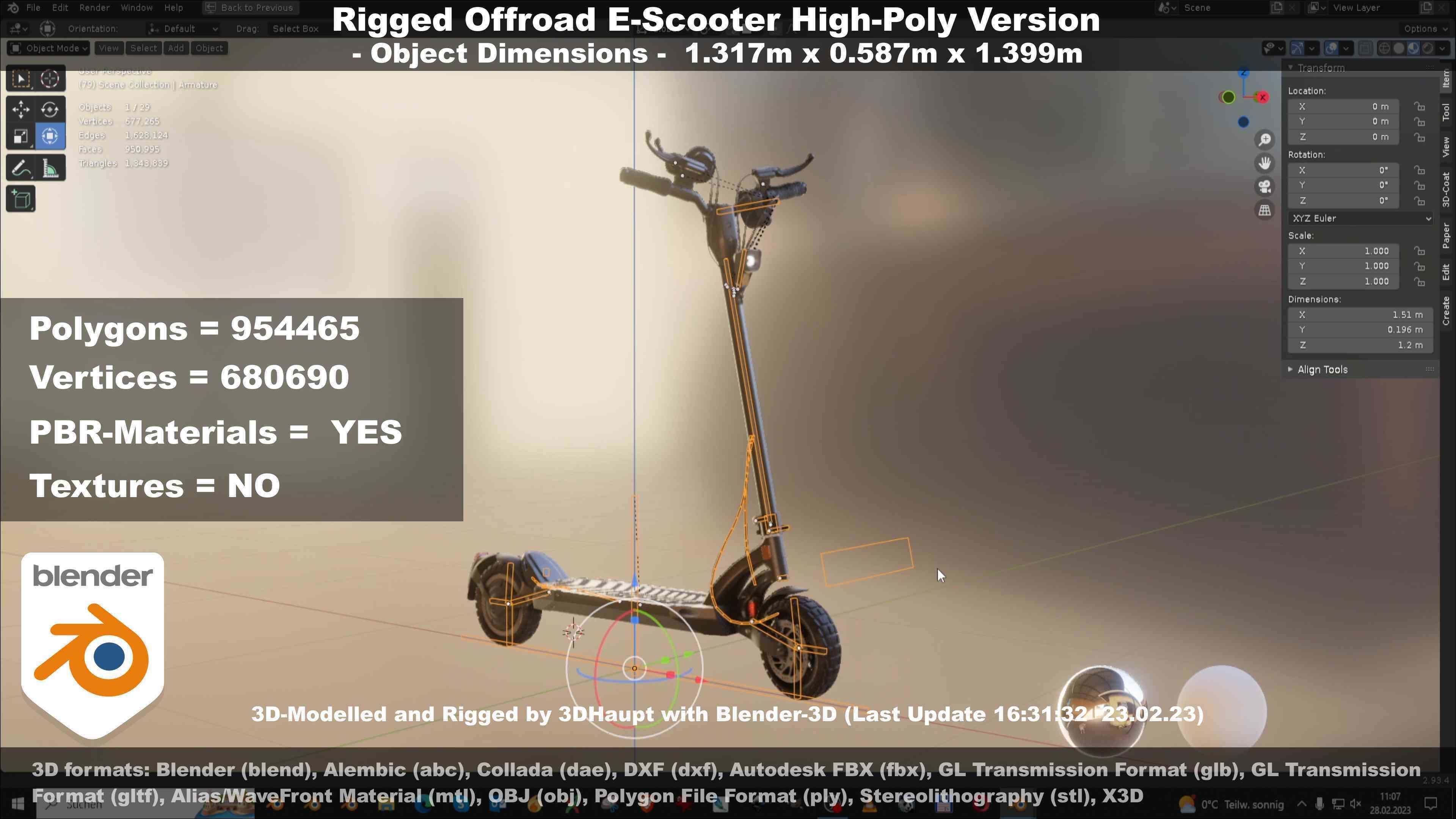 Offroad E-Scooter High-Poly Package 3D Model Collection_89