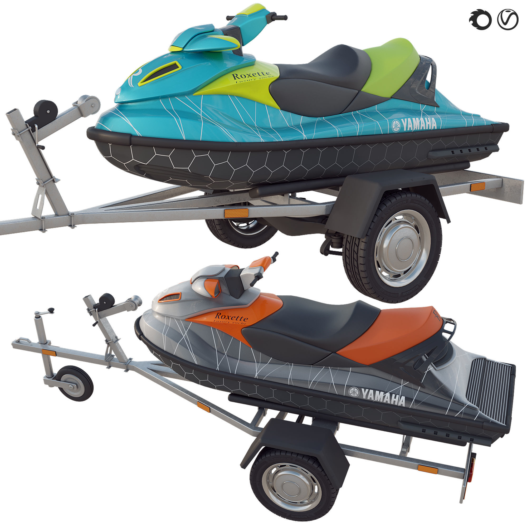  jet ski and trailer 3D model_2