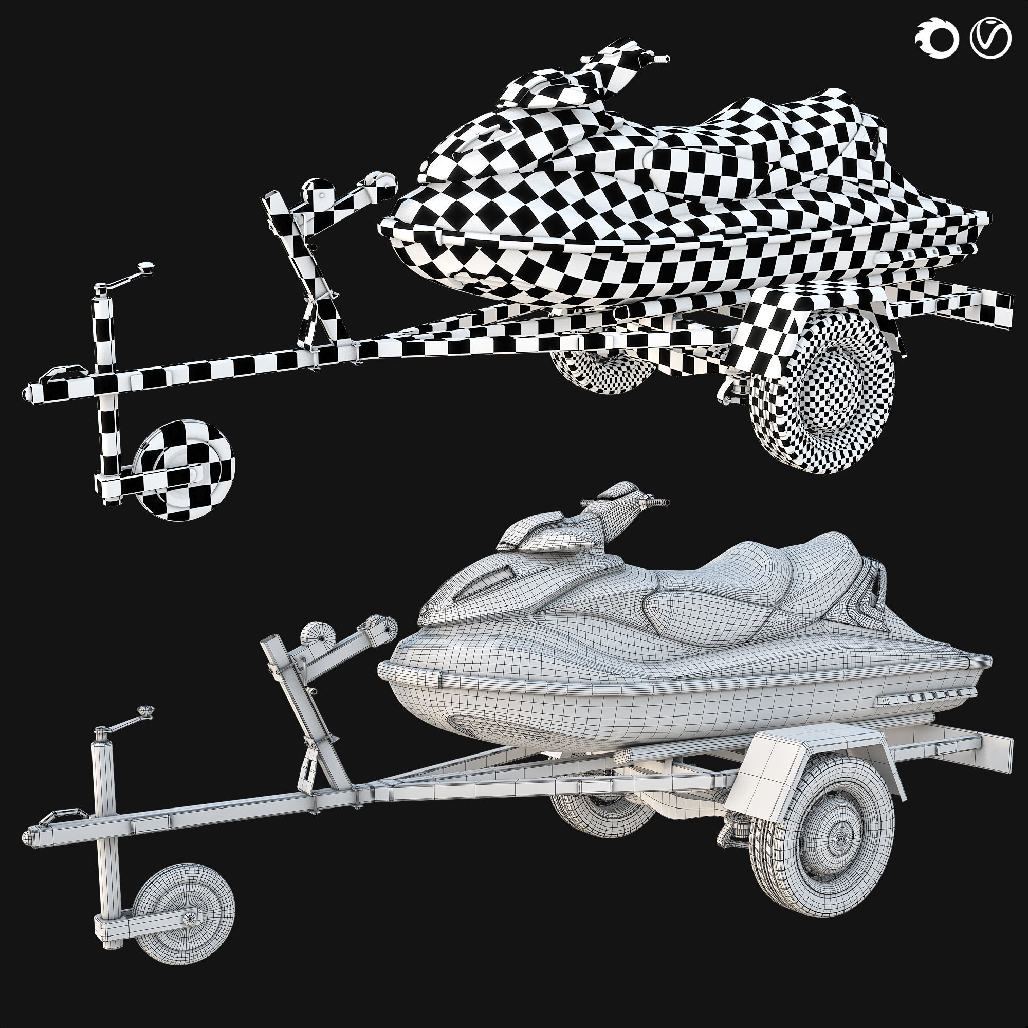  jet ski and trailer 3D model_7