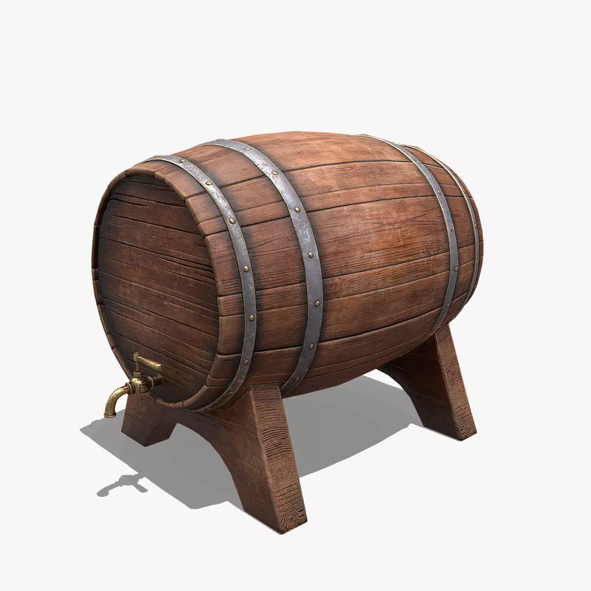 Oak Wine Barrel Low-poly 3D model