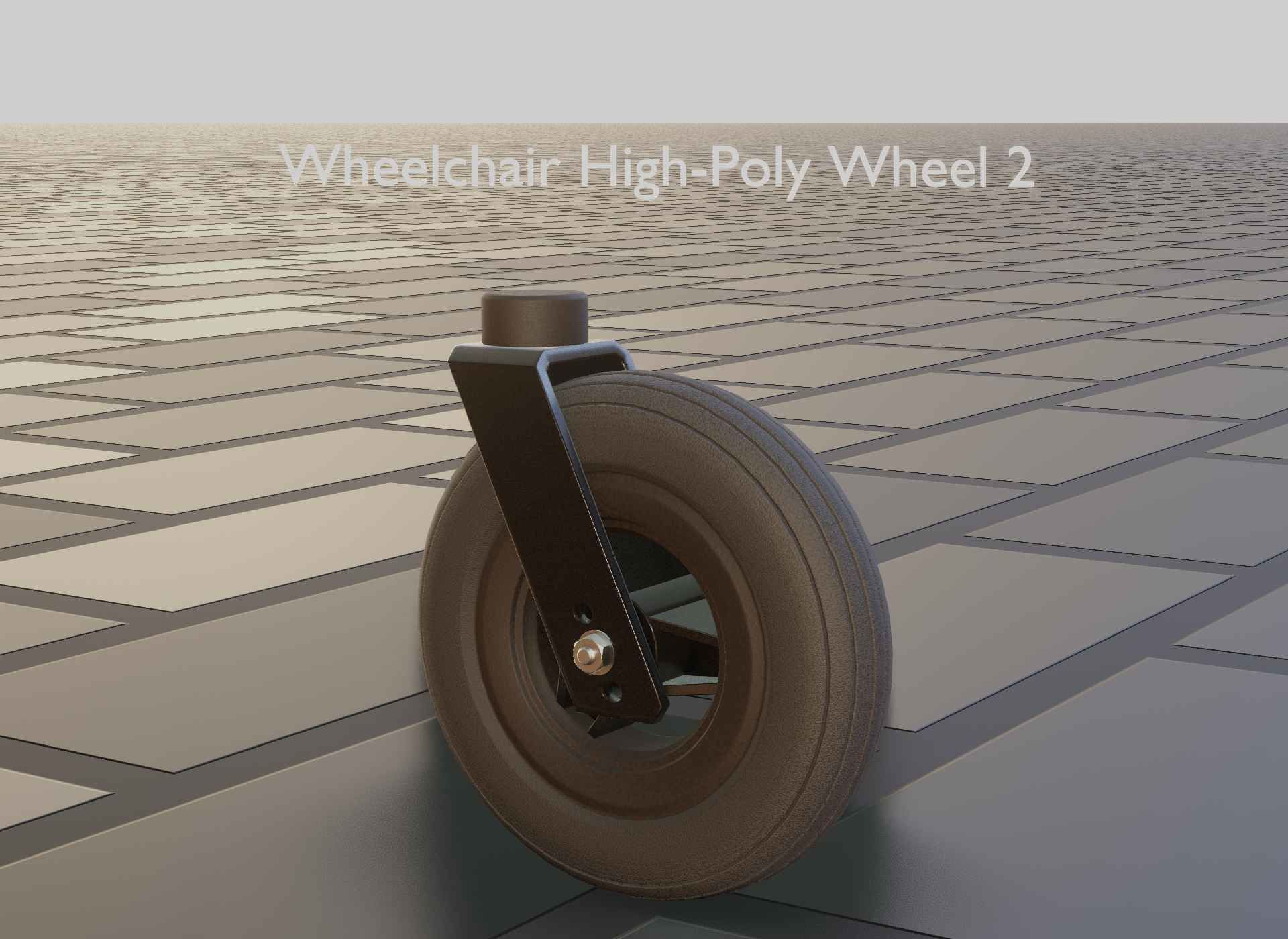 Wheelchair small front wheel 2 with procedural PBR material 3D model_51