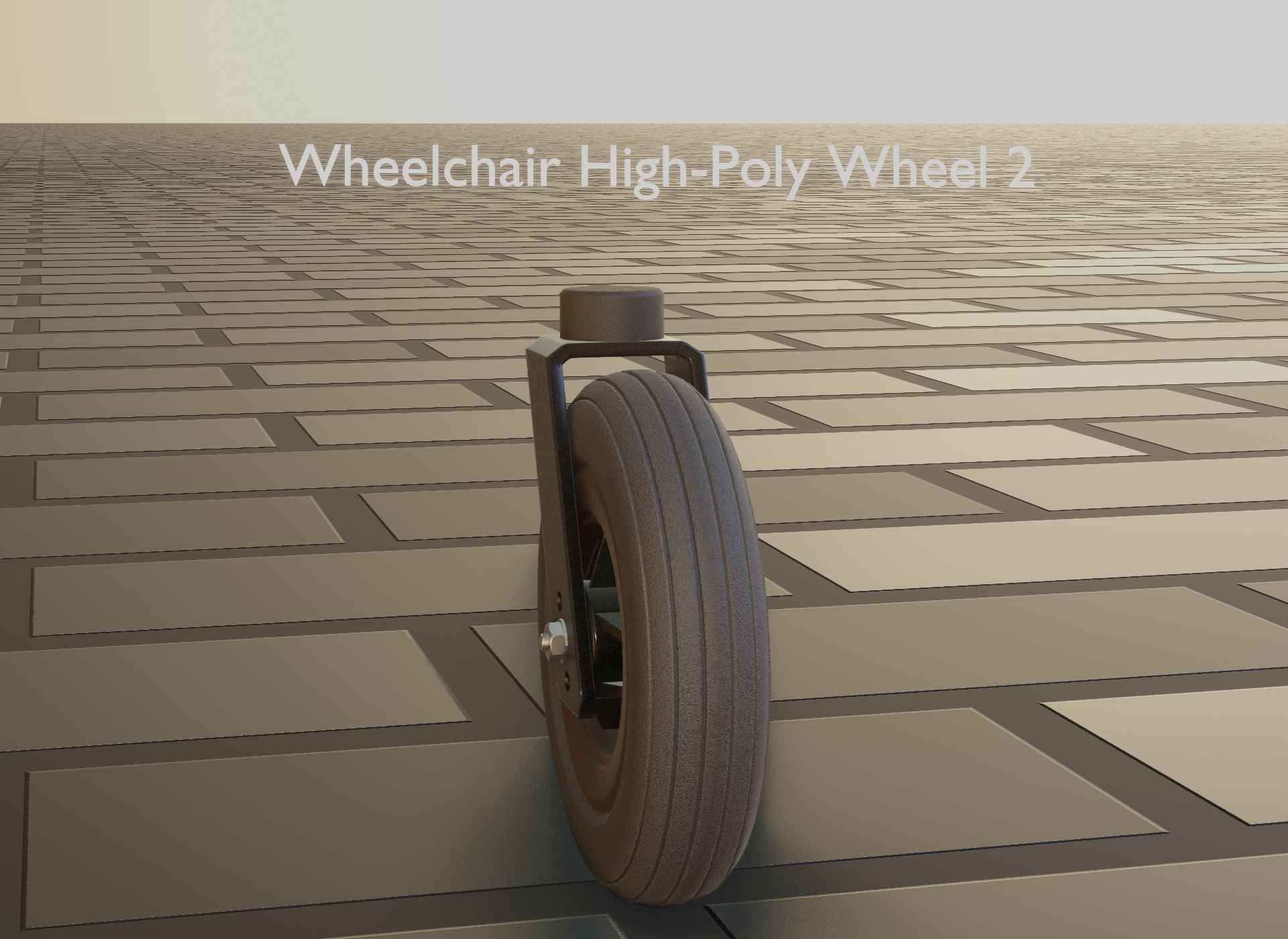 Wheelchair small front wheel 2 with procedural PBR material 3D model_104