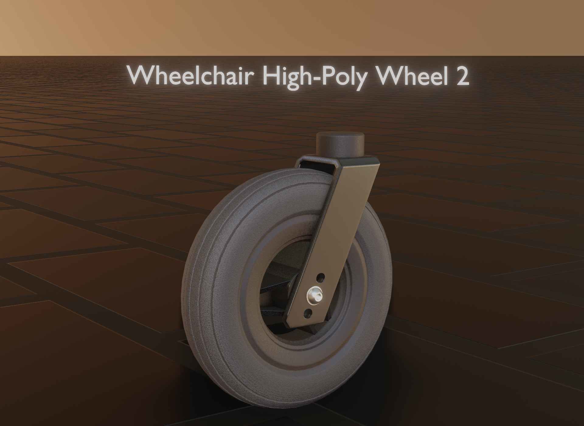 Wheelchair small front wheel 2 with procedural PBR material 3D model_112