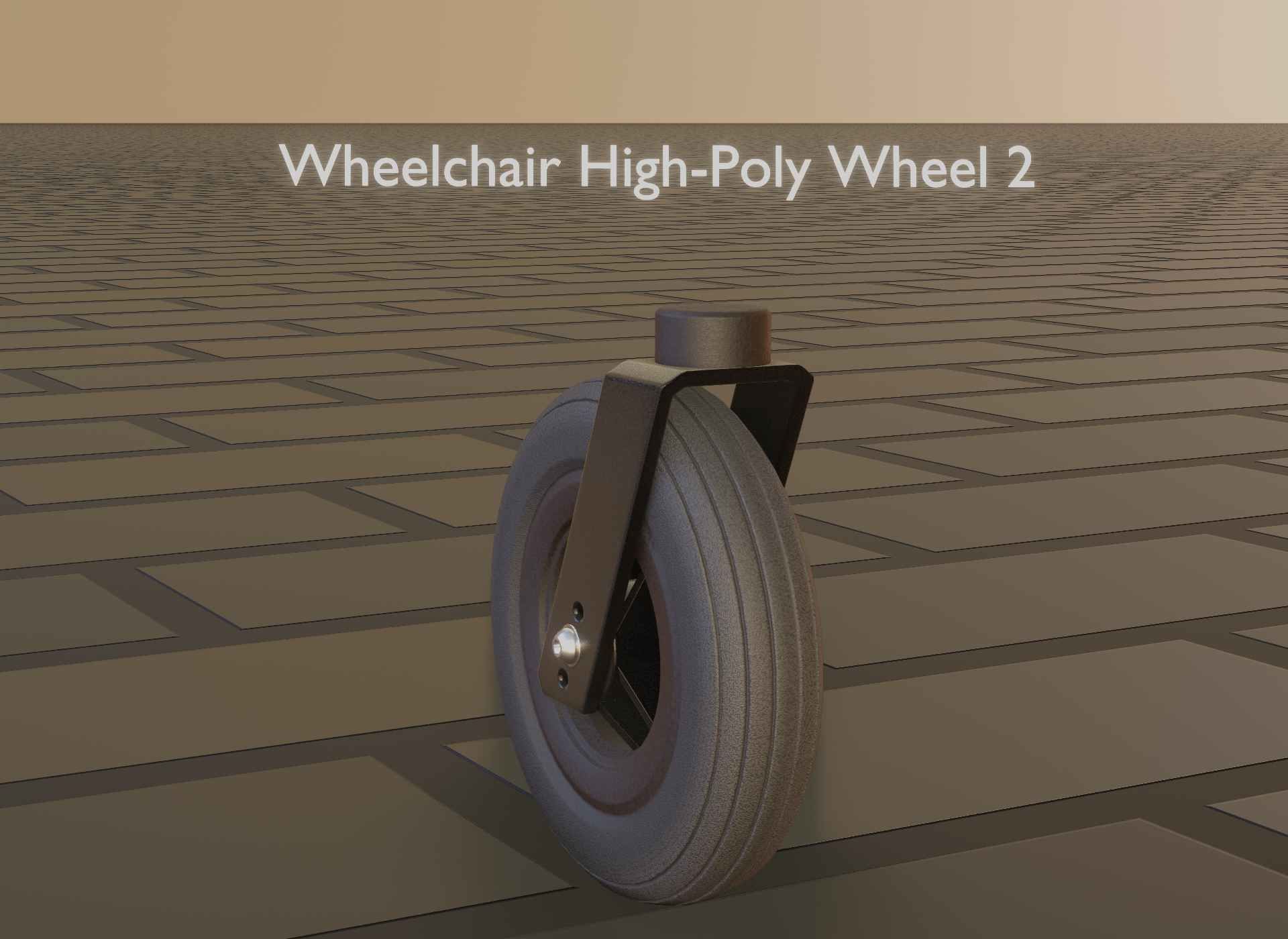 Wheelchair small front wheel 2 with procedural PBR material 3D model_81