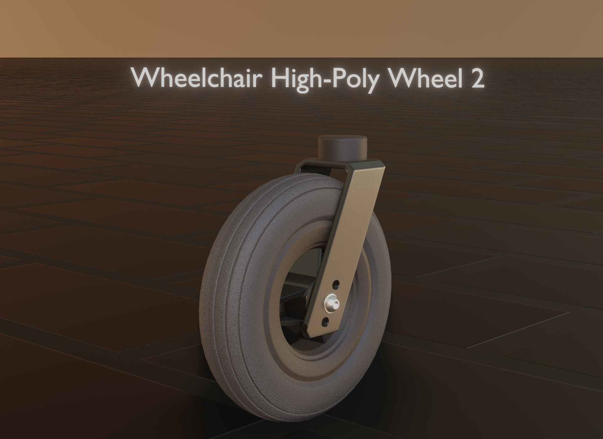 Wheelchair small front wheel 2 with procedural PBR material 3D model_116