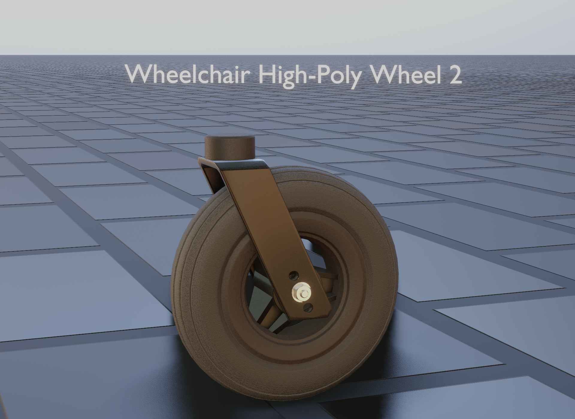 Wheelchair small front wheel 2 with procedural PBR material 3D model_12