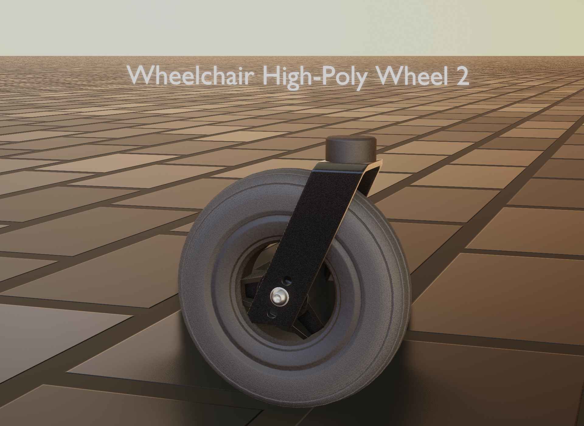 Wheelchair small front wheel 2 with procedural PBR material 3D model_83