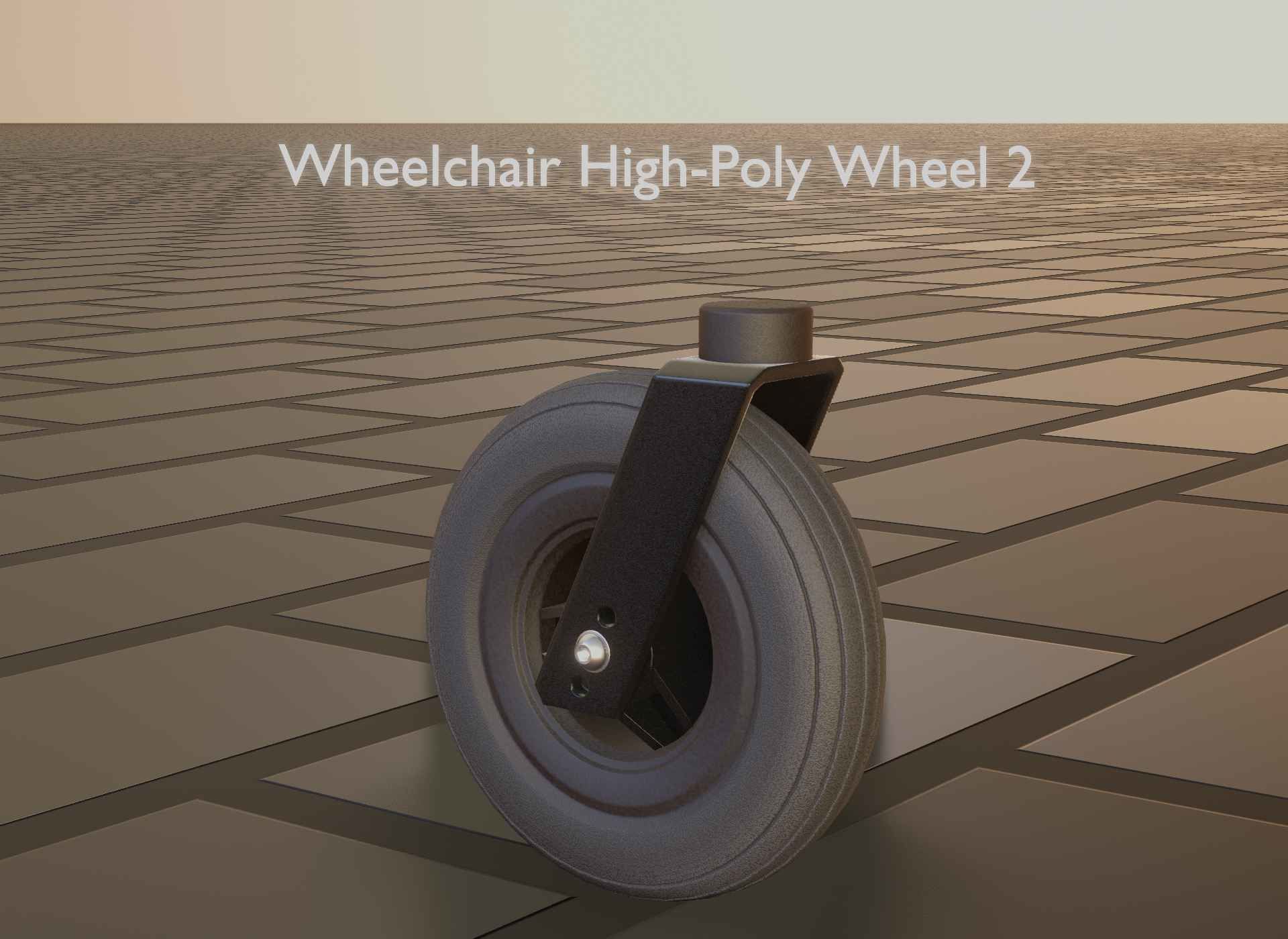 Wheelchair small front wheel 2 with procedural PBR material 3D model_73