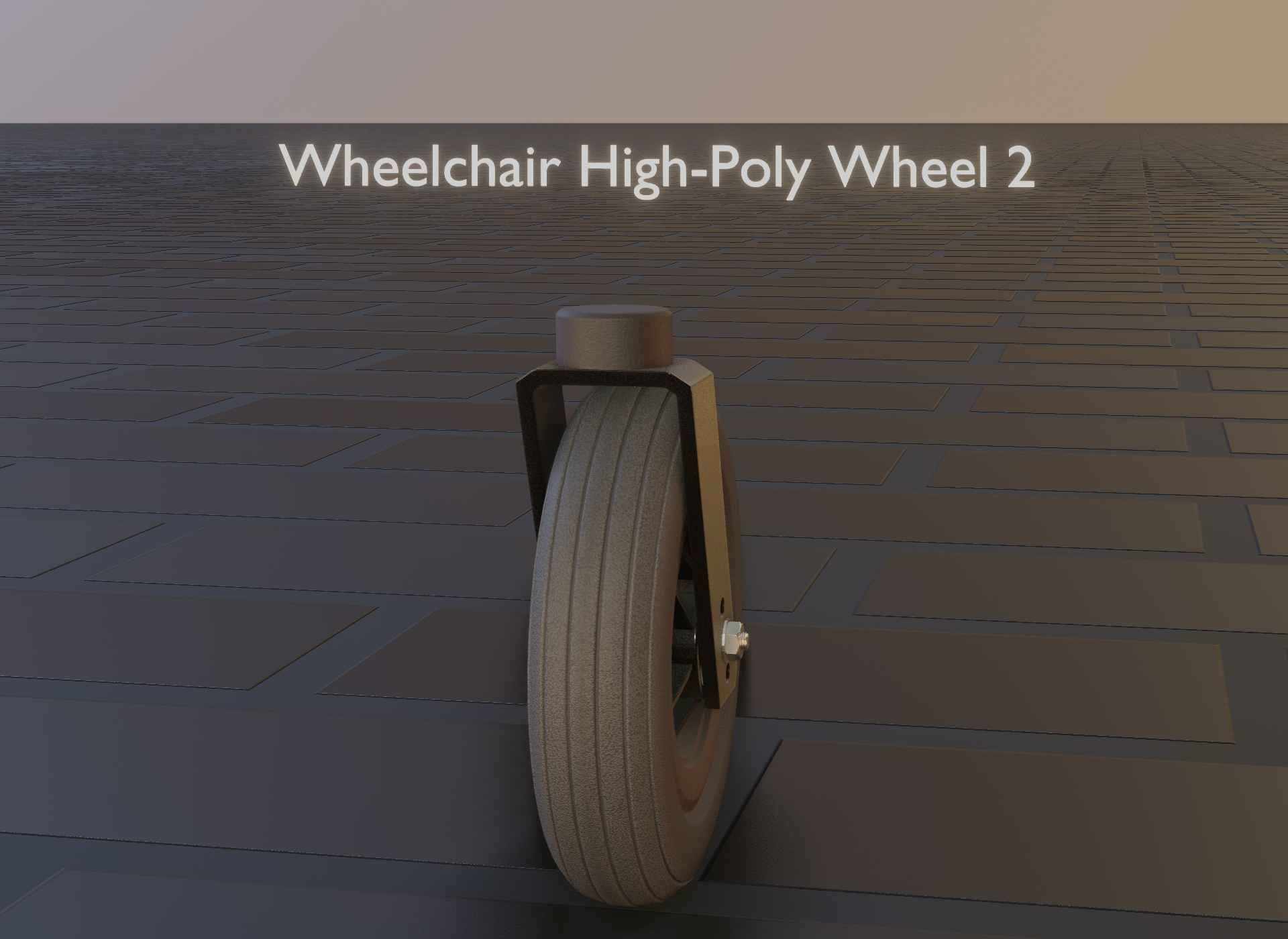 Wheelchair small front wheel 2 with procedural PBR material 3D model_29