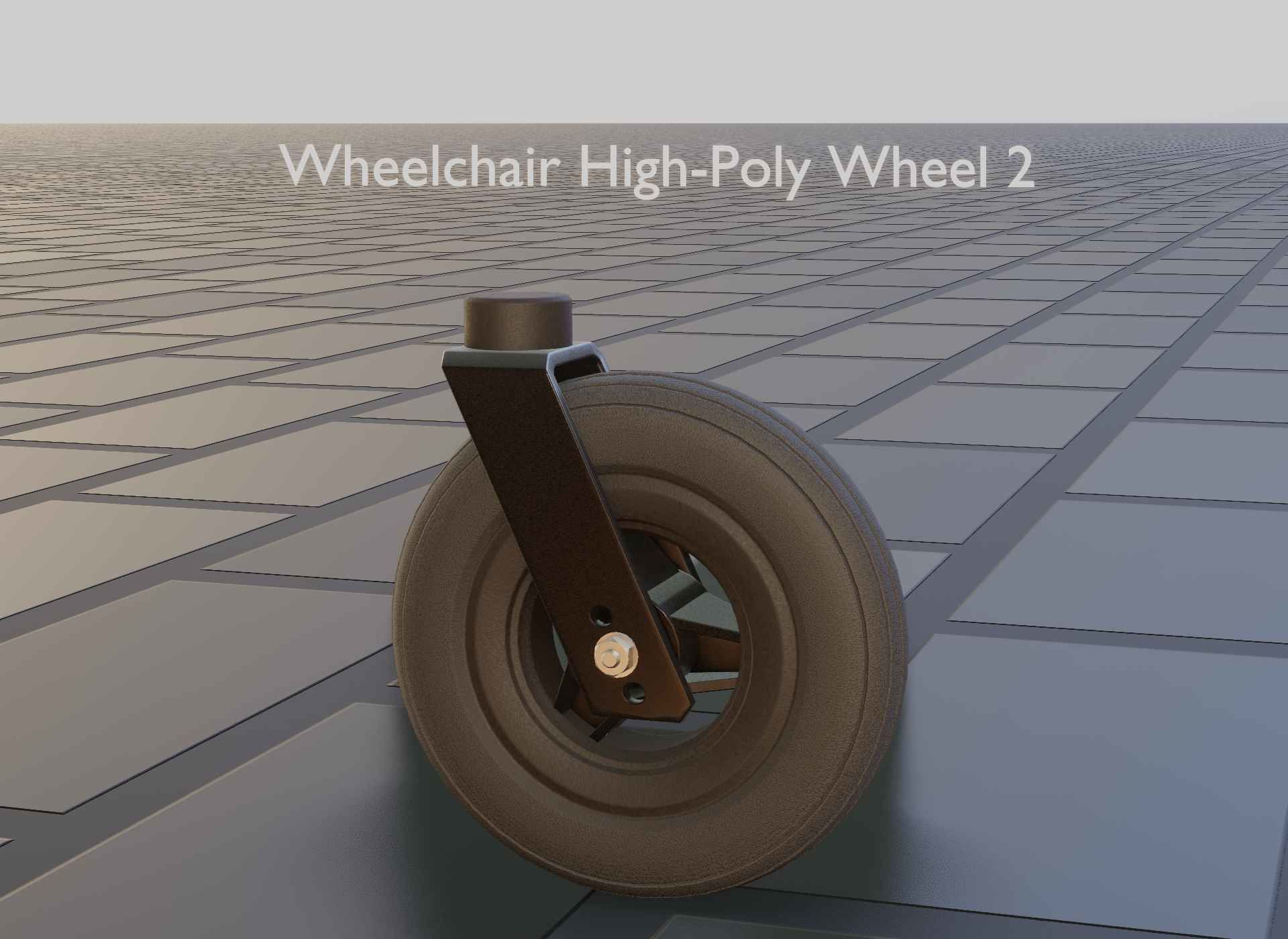 Wheelchair small front wheel 2 with procedural PBR material 3D model_42