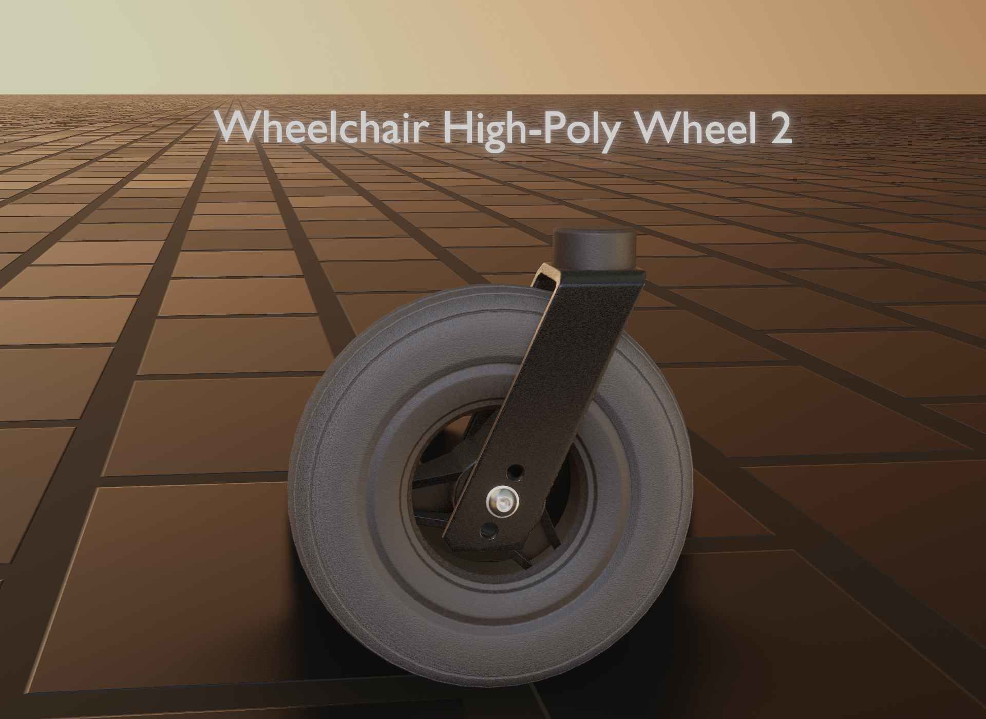 Wheelchair small front wheel 2 with procedural PBR material 3D model_123