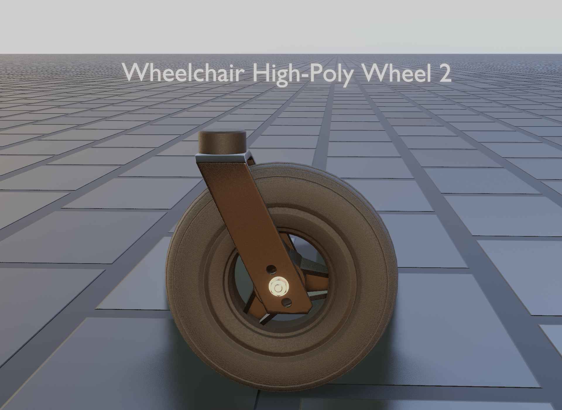Wheelchair small front wheel 2 with procedural PBR material 3D model_21