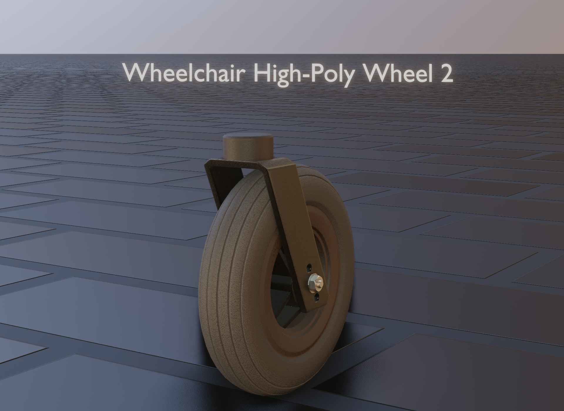 Wheelchair small front wheel 2 with procedural PBR material 3D model_24