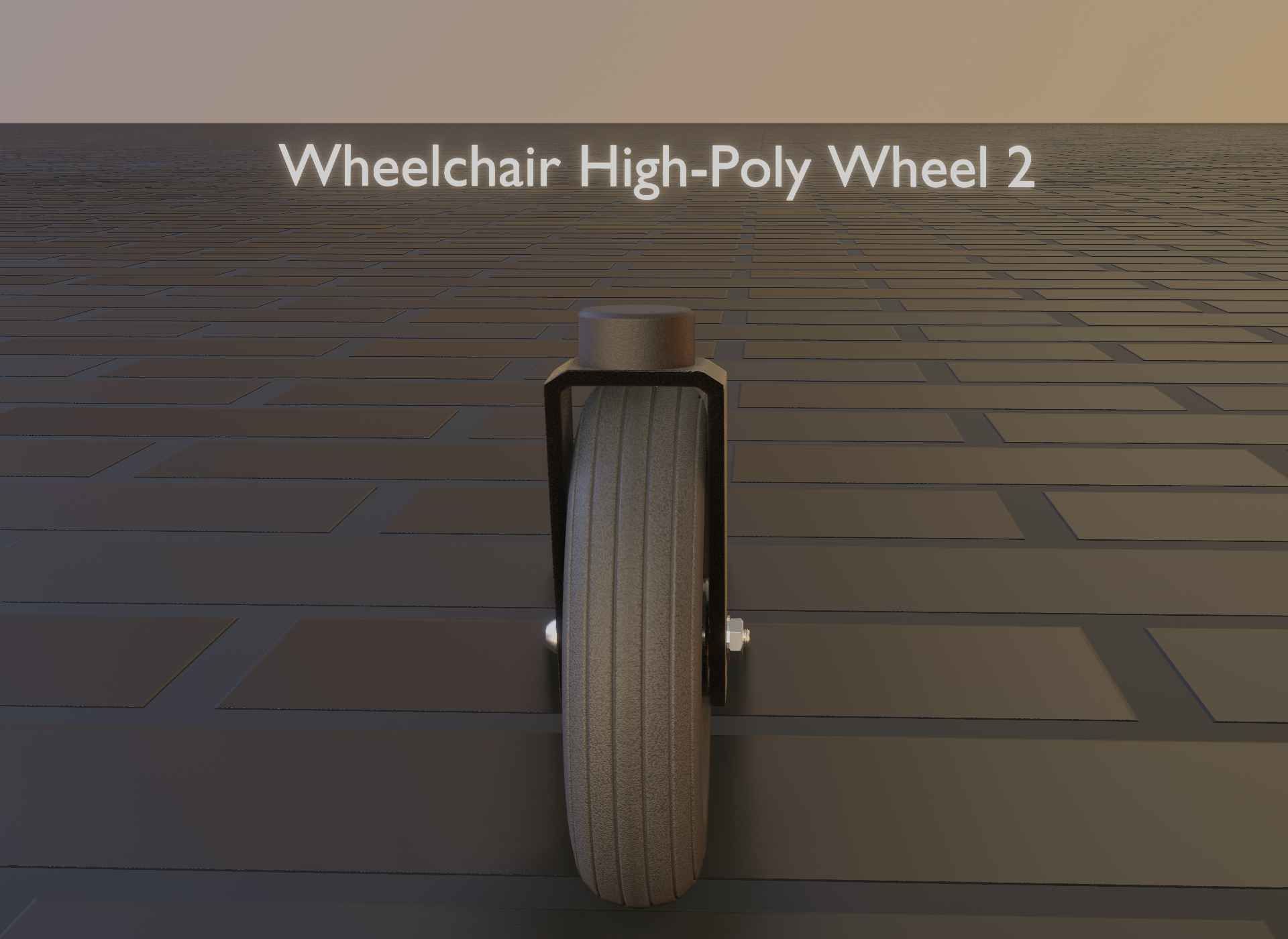 Wheelchair small front wheel 2 with procedural PBR material 3D model_39