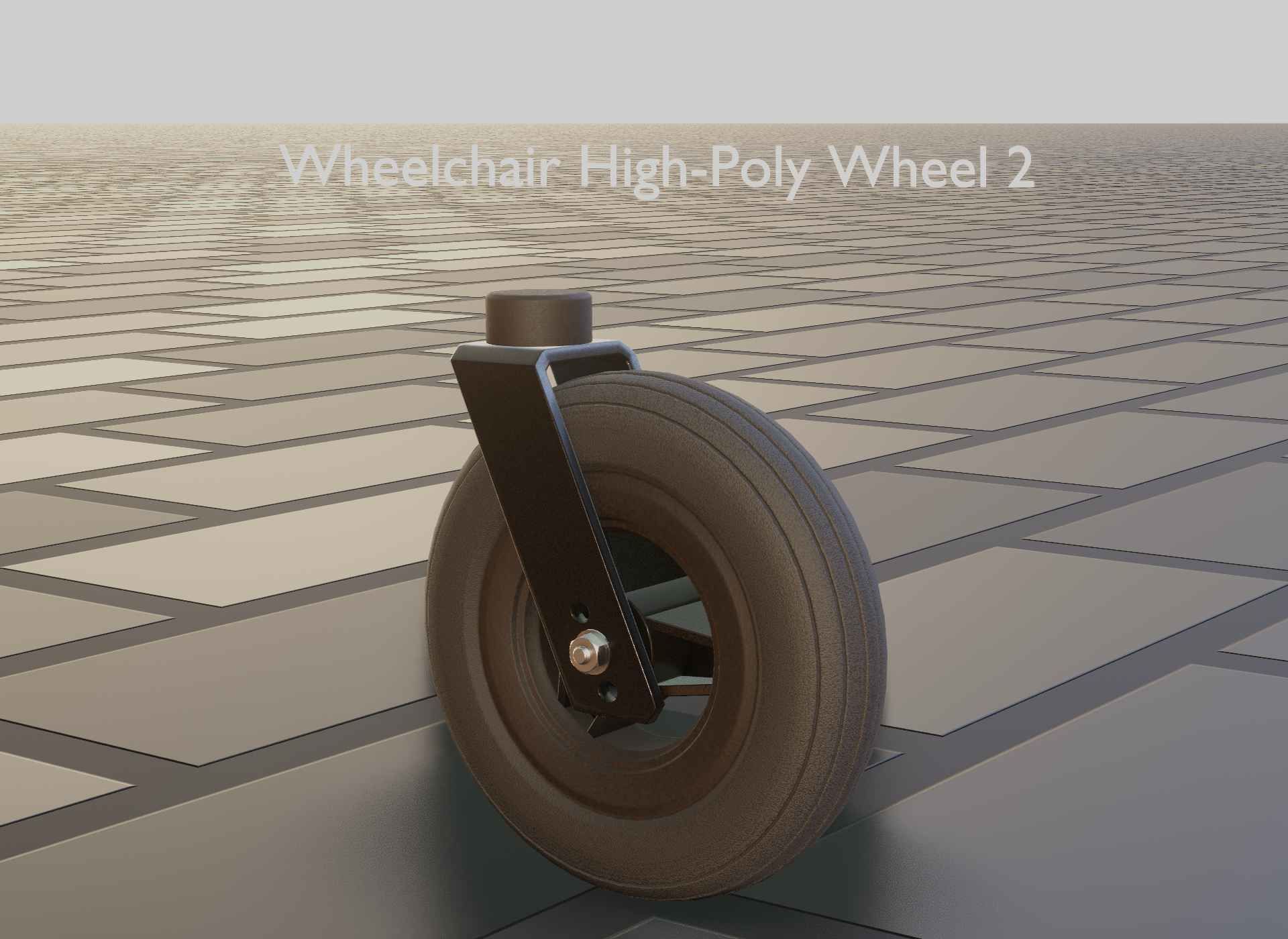 Wheelchair small front wheel 2 with procedural PBR material 3D model_89