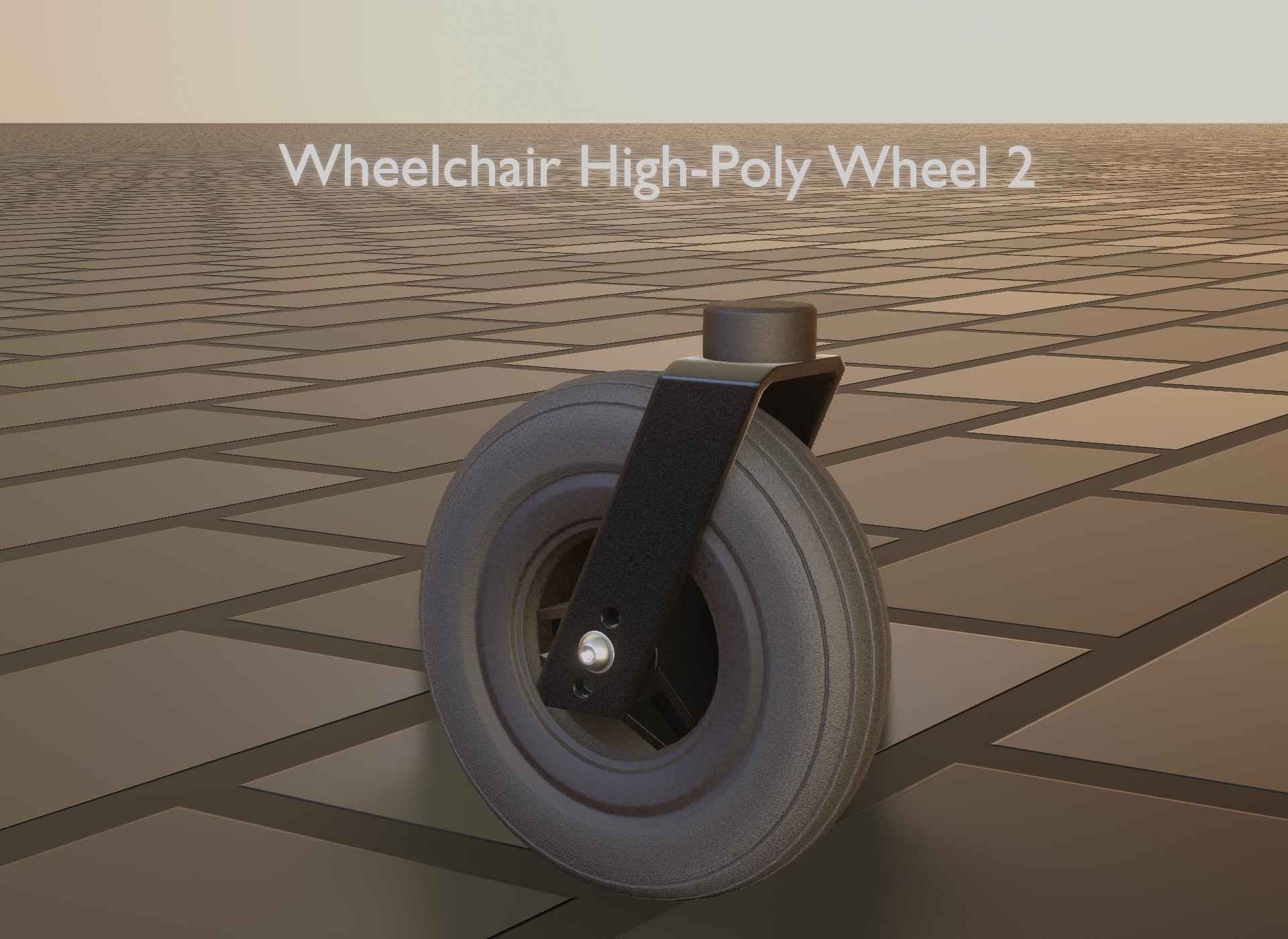 Wheelchair small front wheel 2 with procedural PBR material 3D model_67