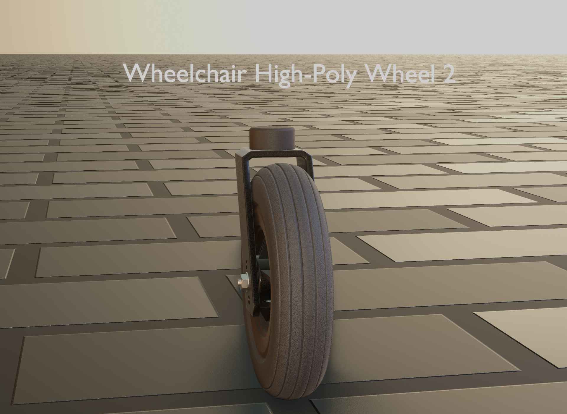 Wheelchair small front wheel 2 with procedural PBR material 3D model_98