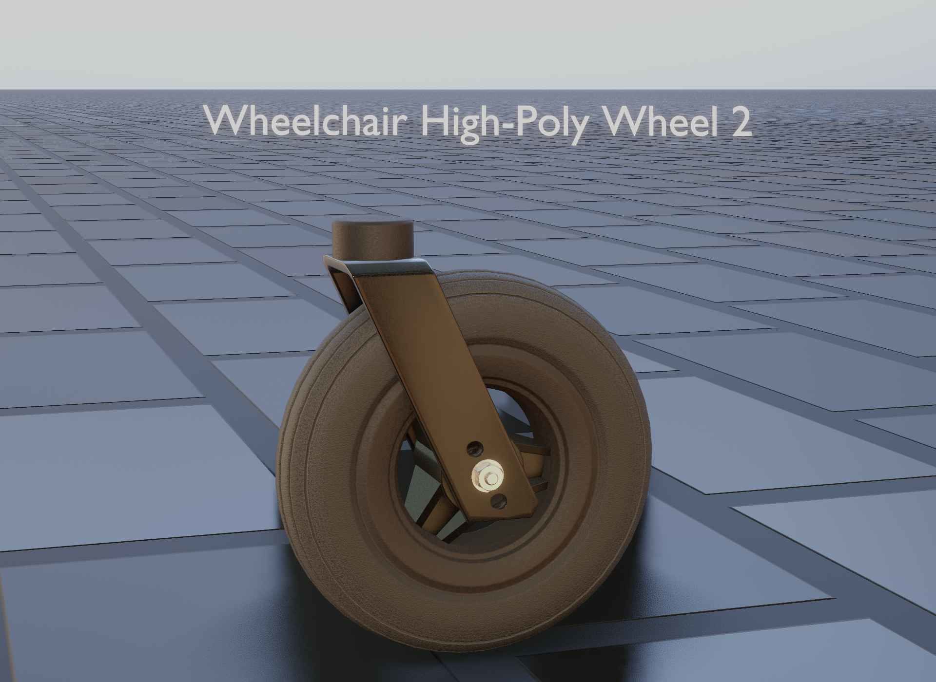 Wheelchair small front wheel 2 with procedural PBR material 3D model_7