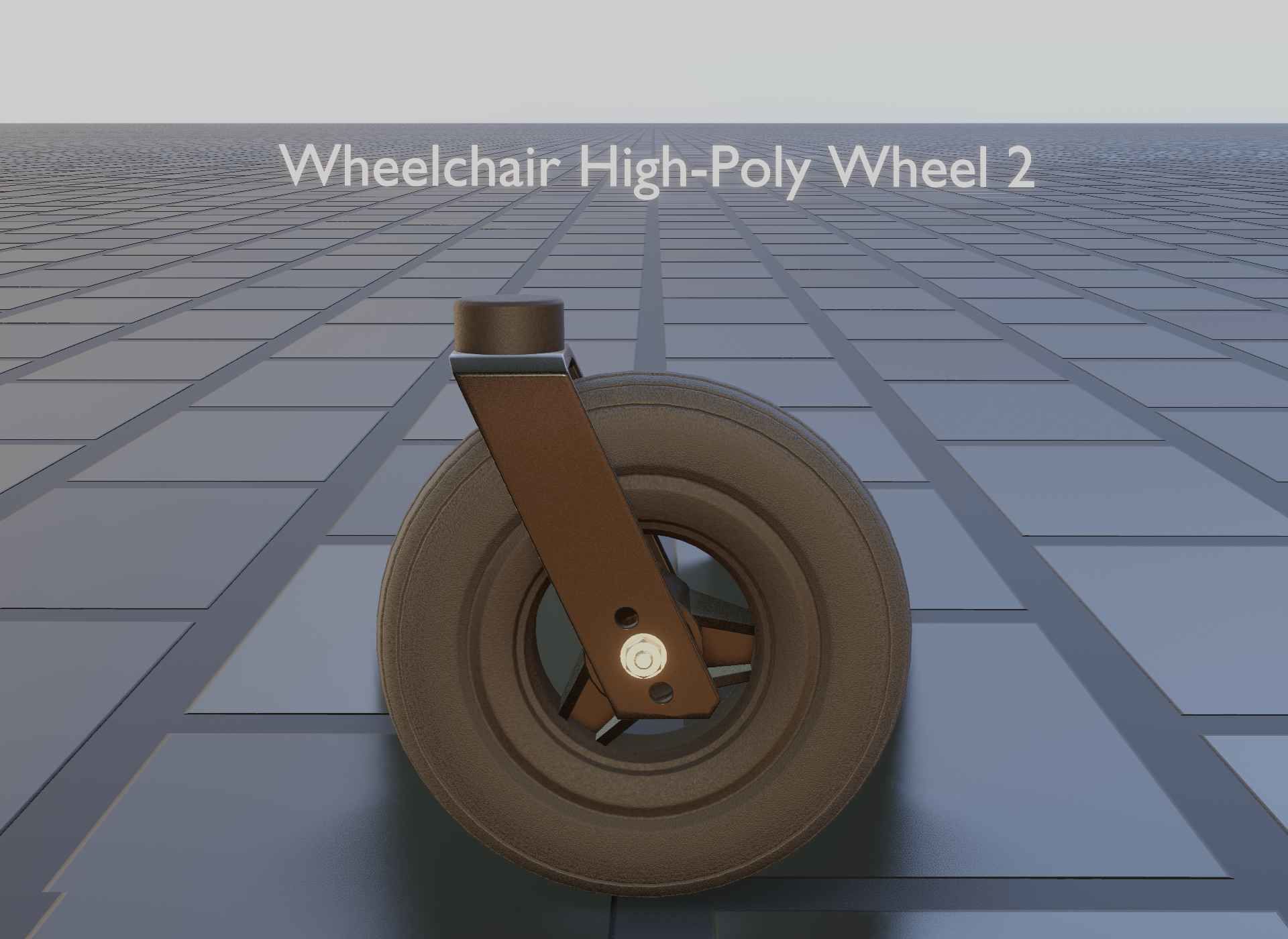 Wheelchair small front wheel 2 with procedural PBR material 3D model_25