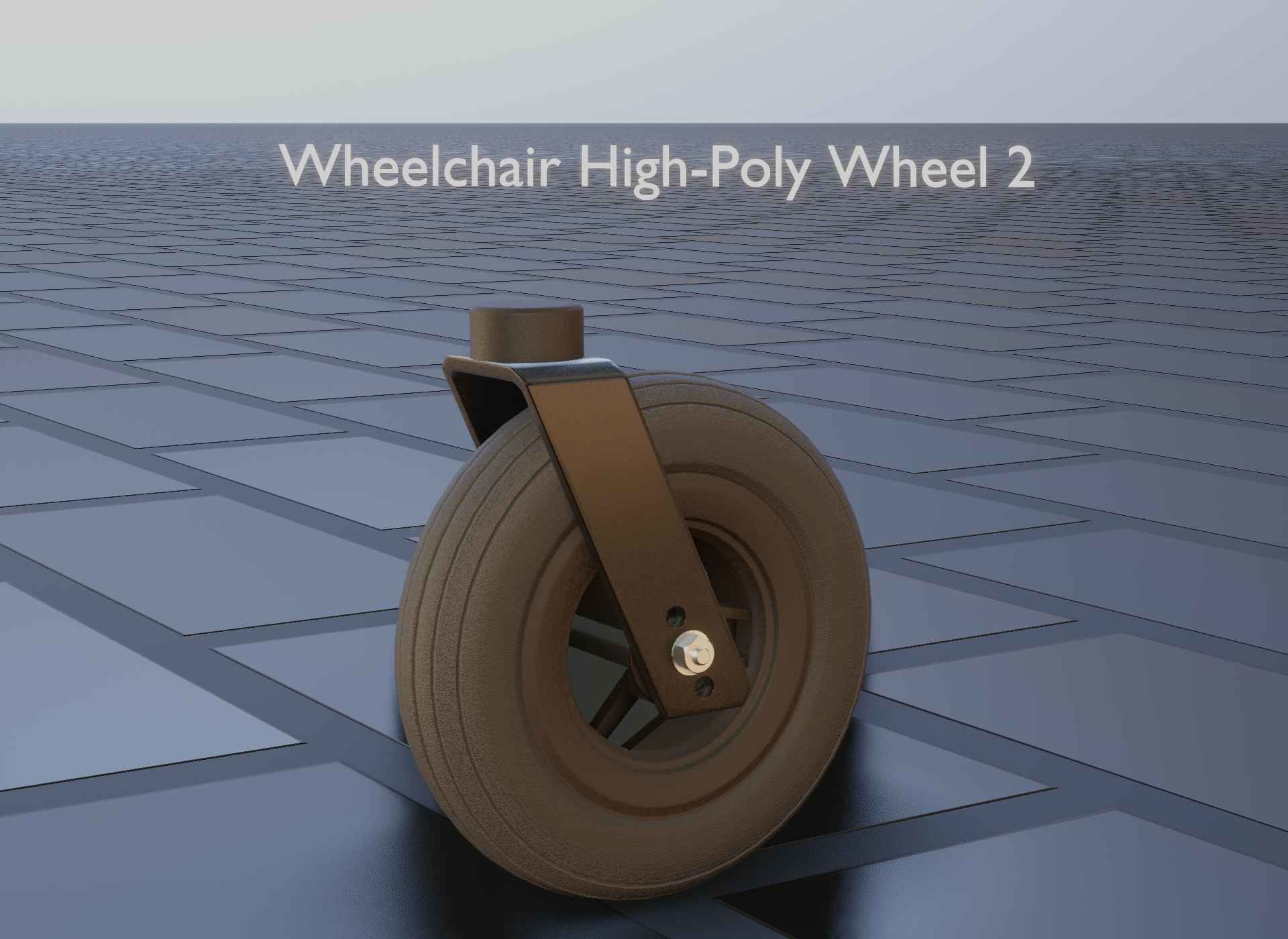 Wheelchair small front wheel 2 with procedural PBR material 3D model_27