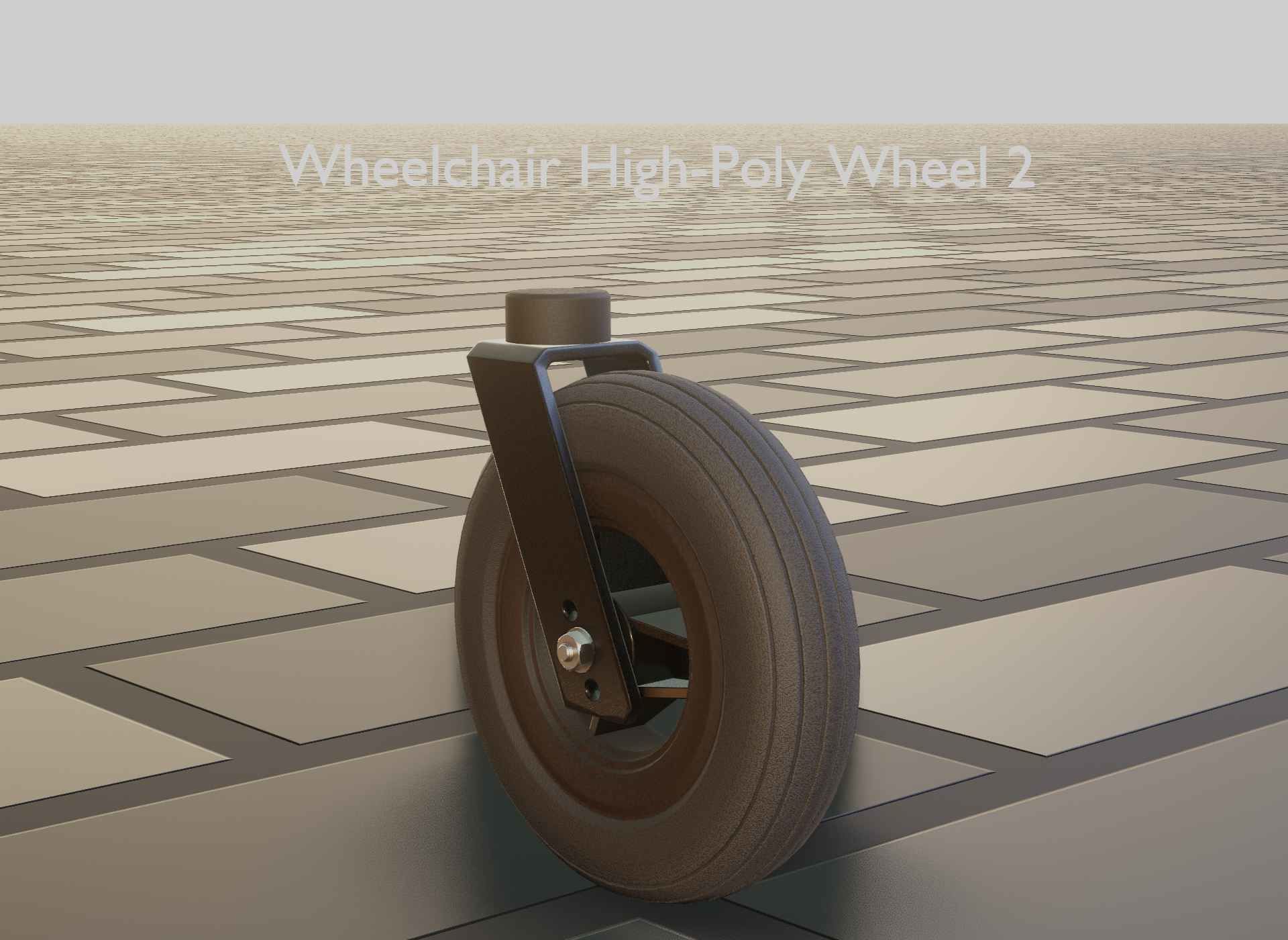 Wheelchair small front wheel 2 with procedural PBR material 3D model_69