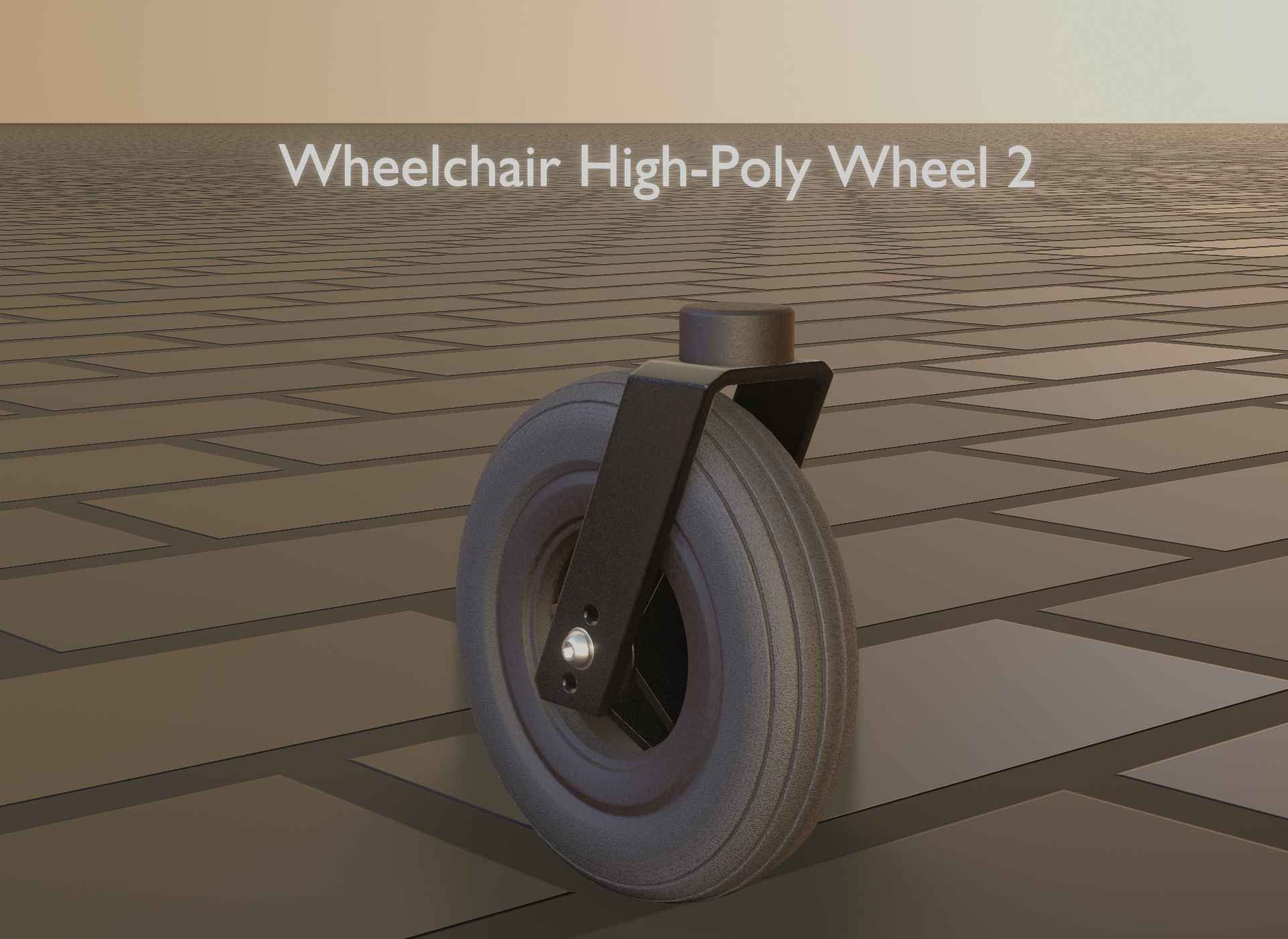 Wheelchair small front wheel 2 with procedural PBR material 3D model_76