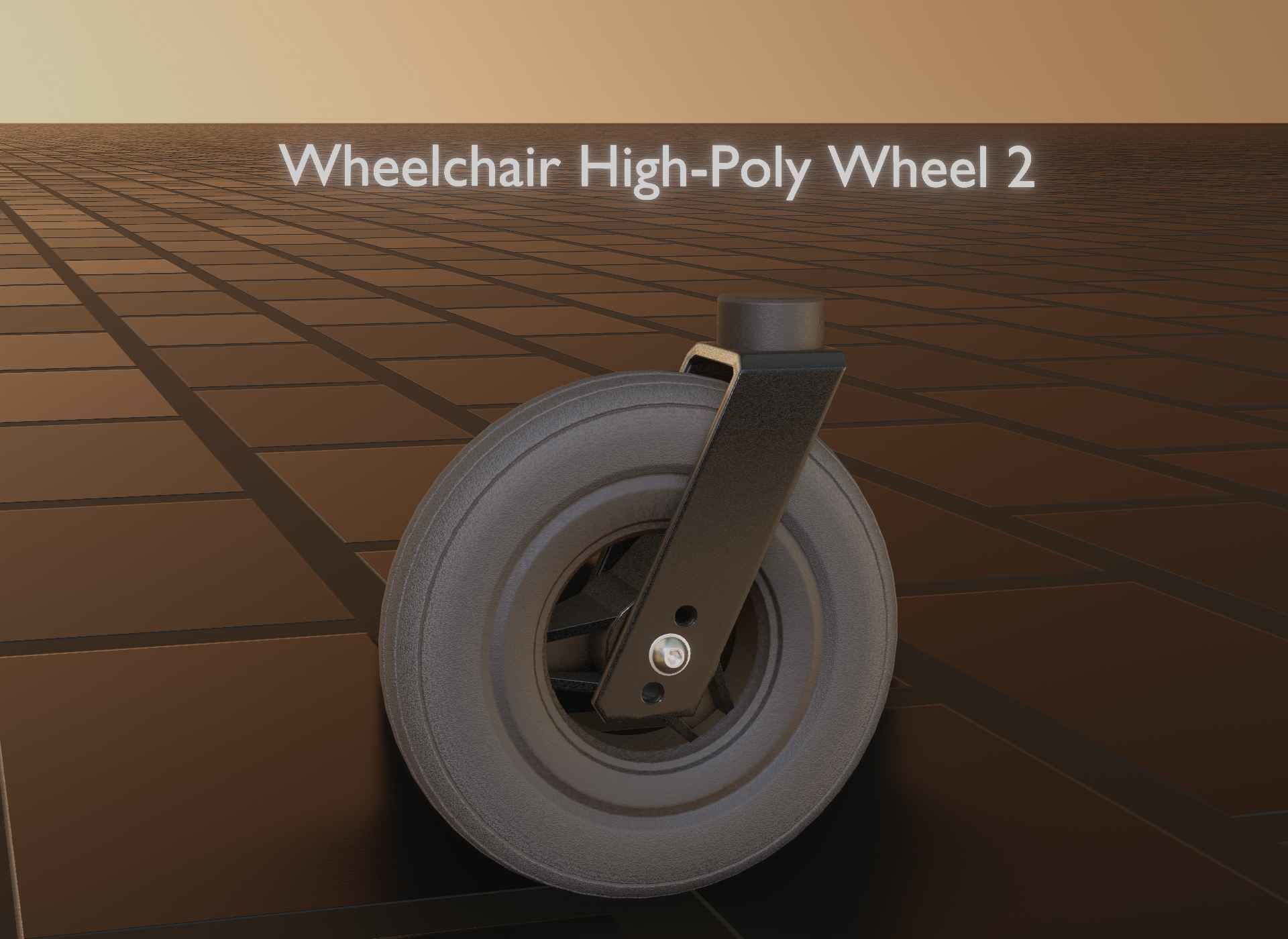 Wheelchair small front wheel 2 with procedural PBR material 3D model_125