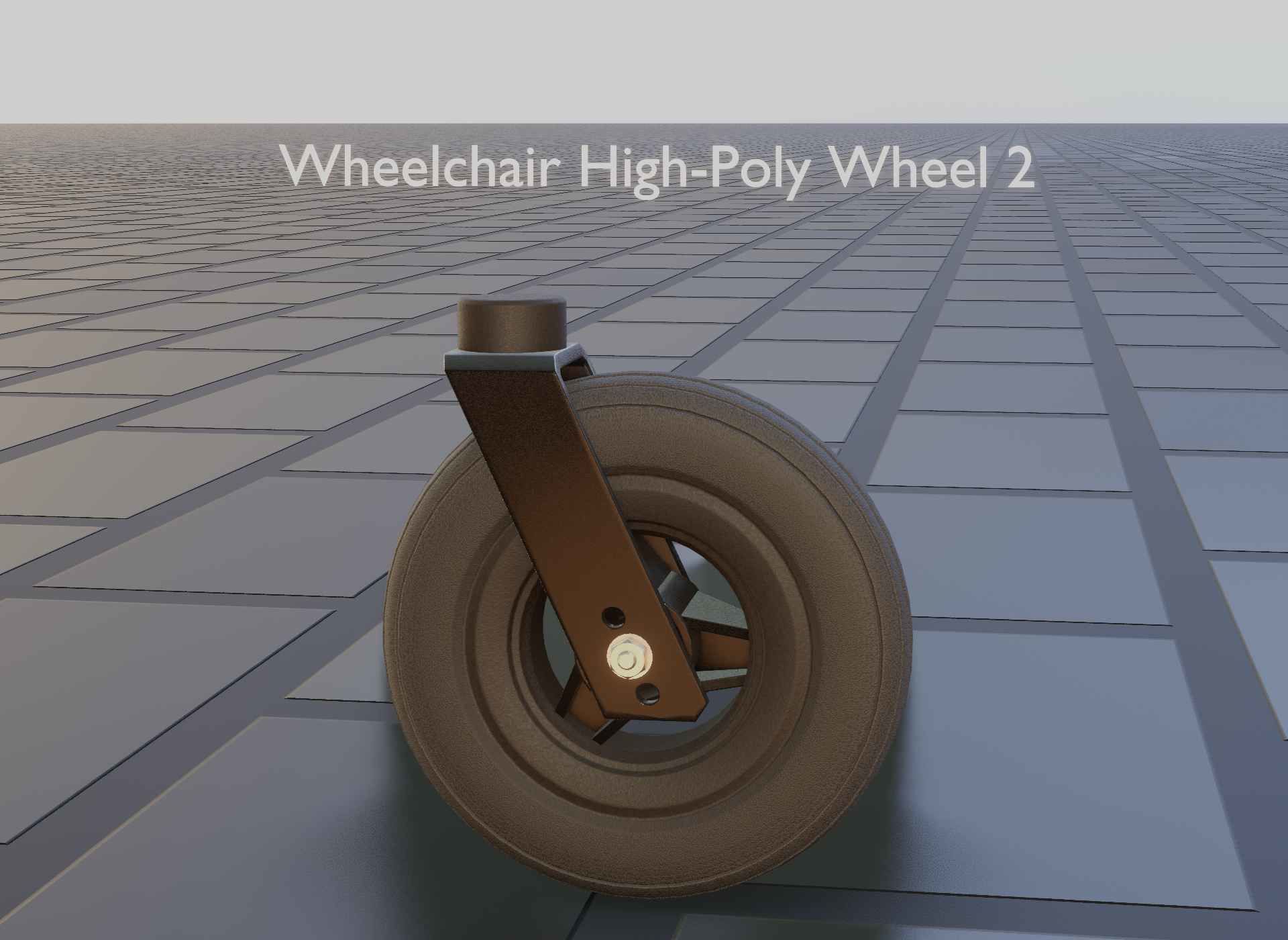 Wheelchair small front wheel 2 with procedural PBR material 3D model_37