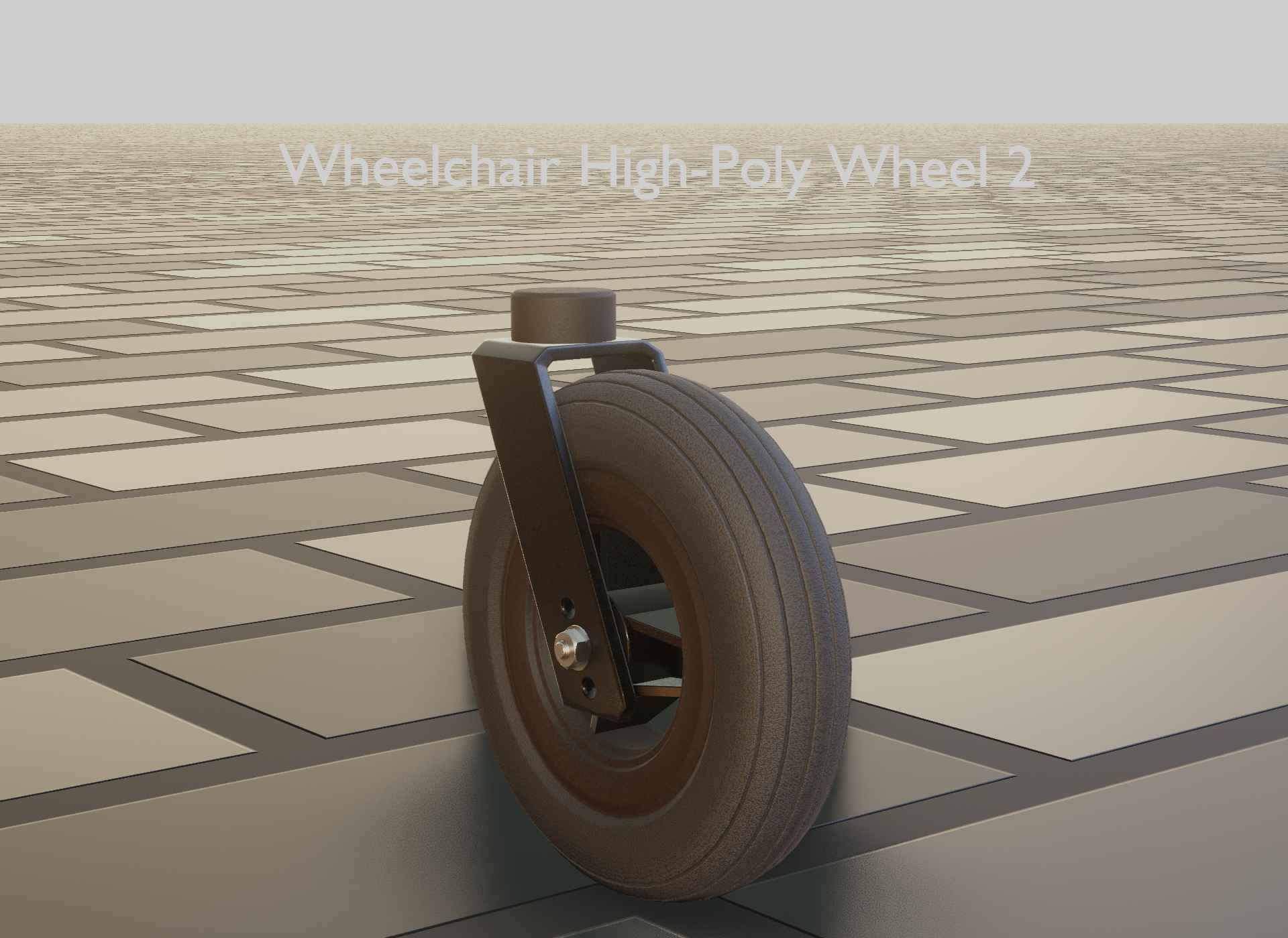Wheelchair small front wheel 2 with procedural PBR material 3D model_70