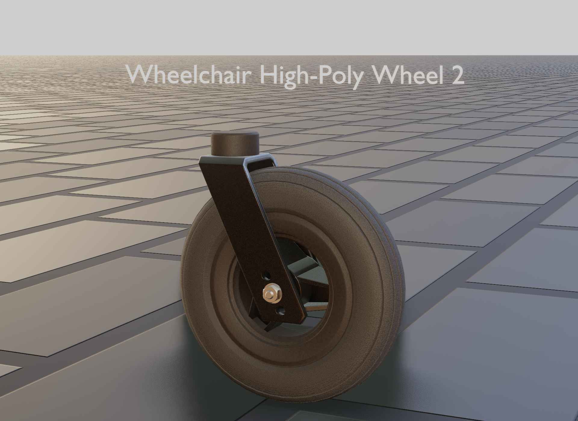 Wheelchair small front wheel 2 with procedural PBR material 3D model_56