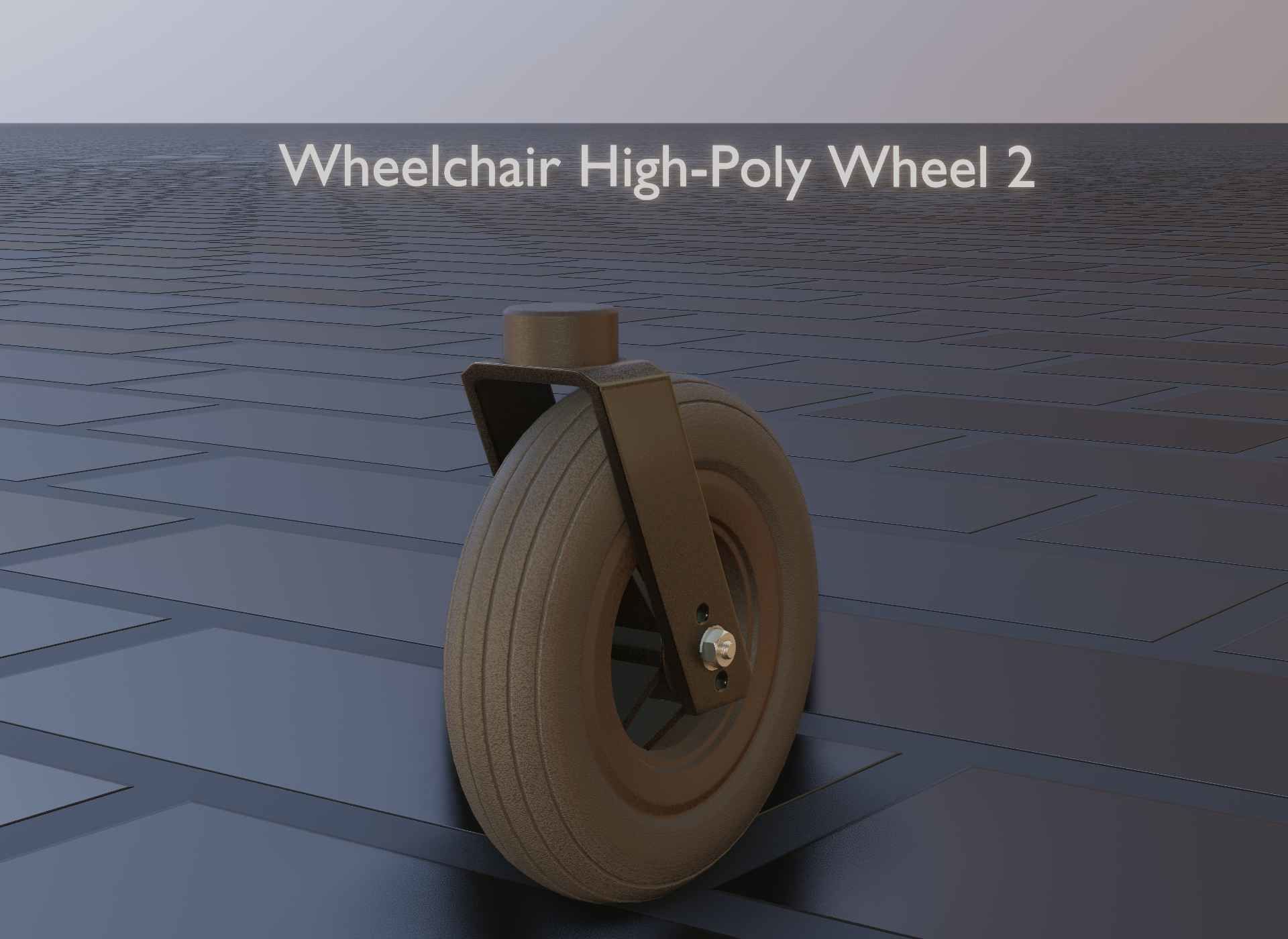 Wheelchair small front wheel 2 with procedural PBR material 3D model_33