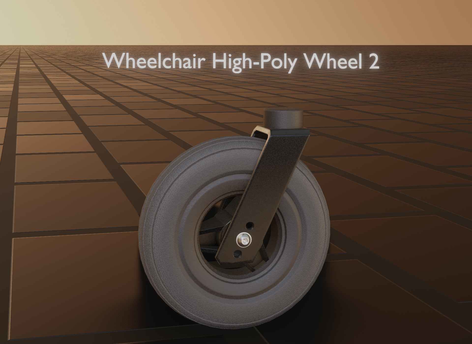 Wheelchair small front wheel 2 with procedural PBR material 3D model_121