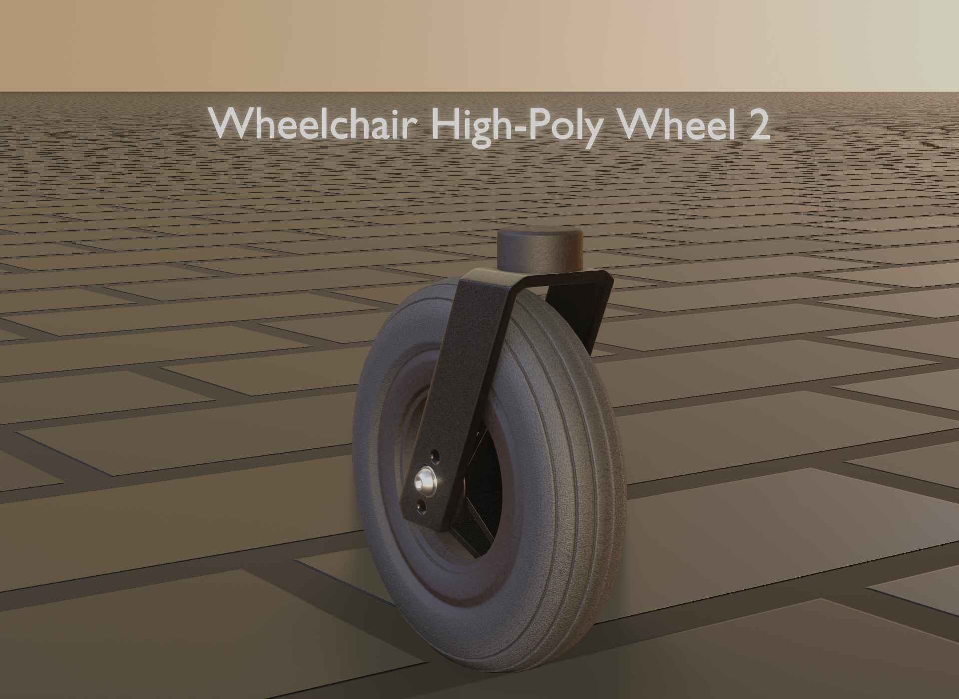 Wheelchair small front wheel 2 with procedural PBR material 3D model_78