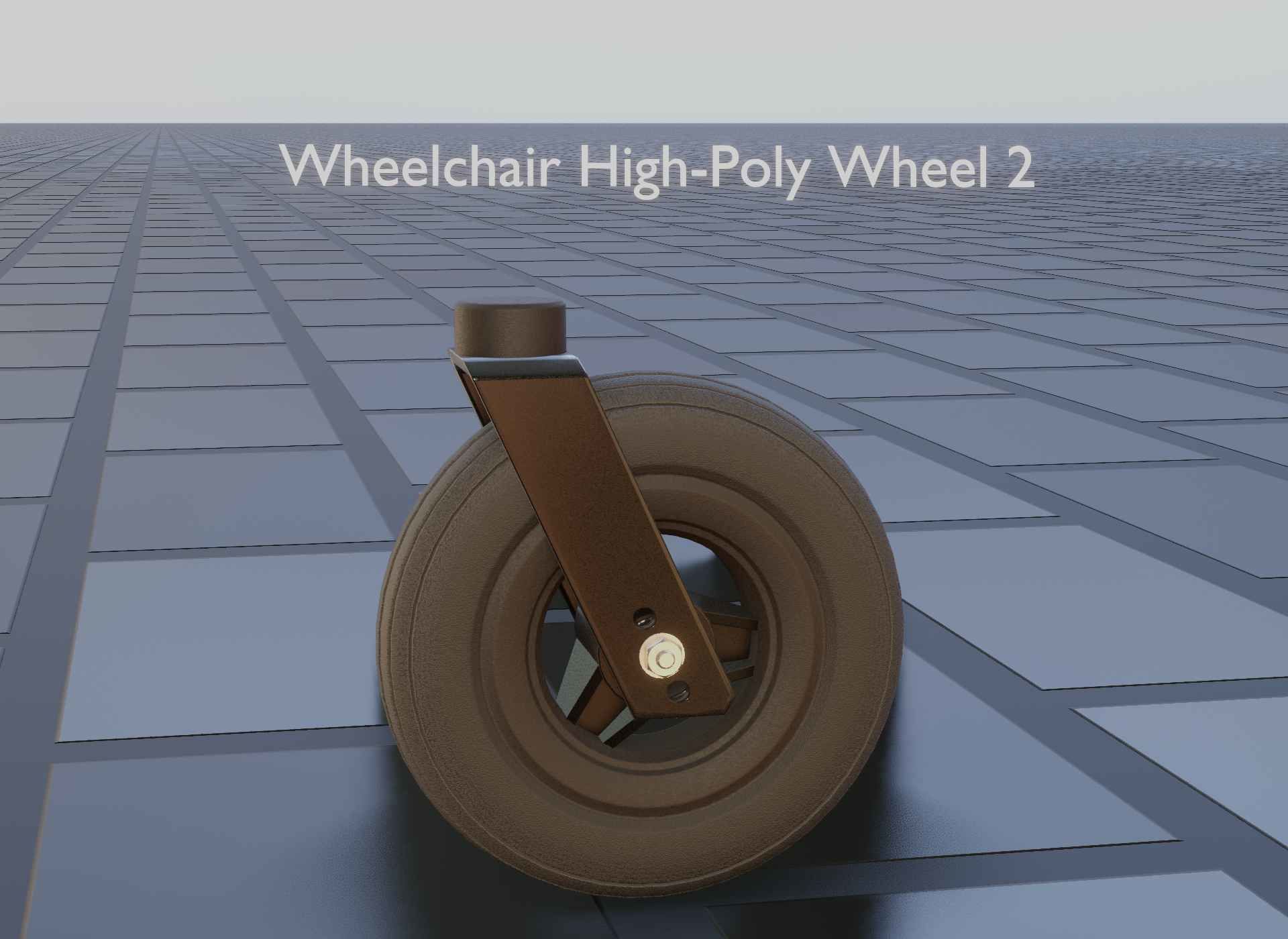 Wheelchair small front wheel 2 with procedural PBR material 3D model_16