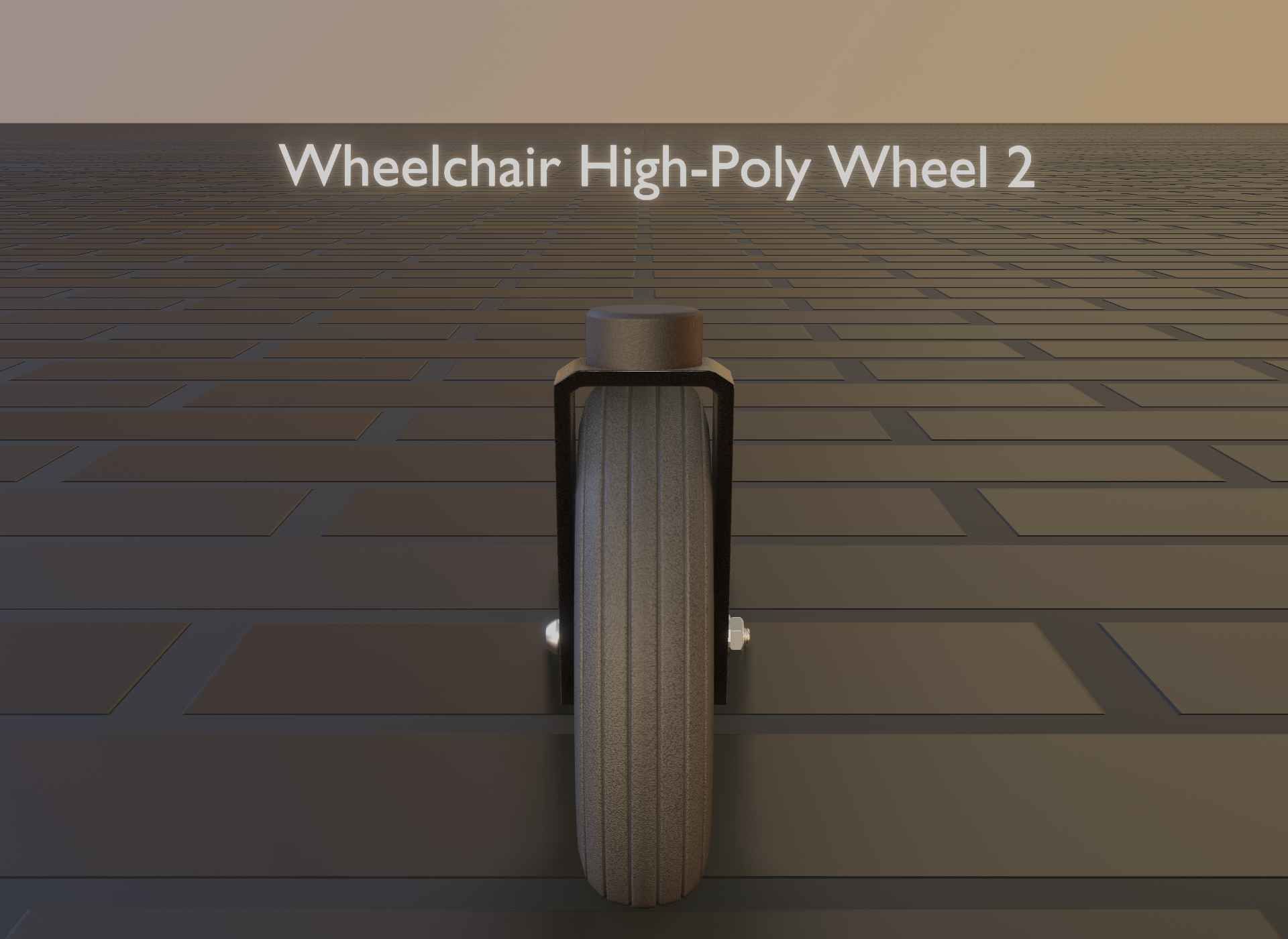 Wheelchair small front wheel 2 with procedural PBR material 3D model_35