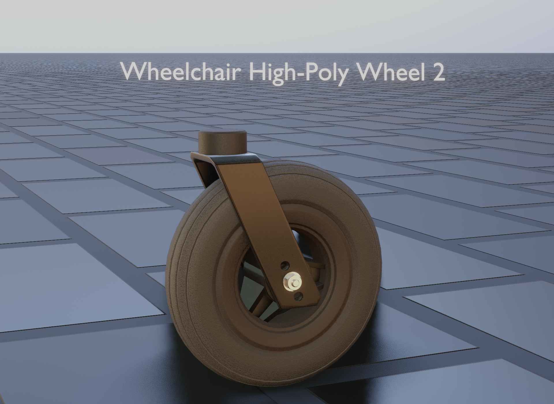 Wheelchair small front wheel 2 with procedural PBR material 3D model_38