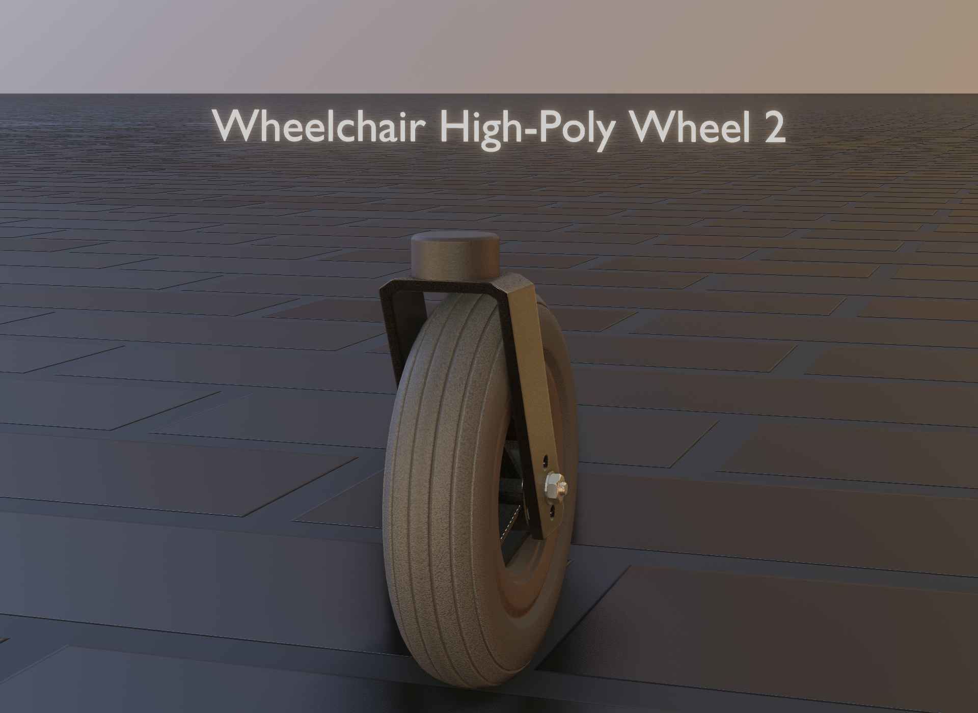 Wheelchair small front wheel 2 with procedural PBR material 3D model_47