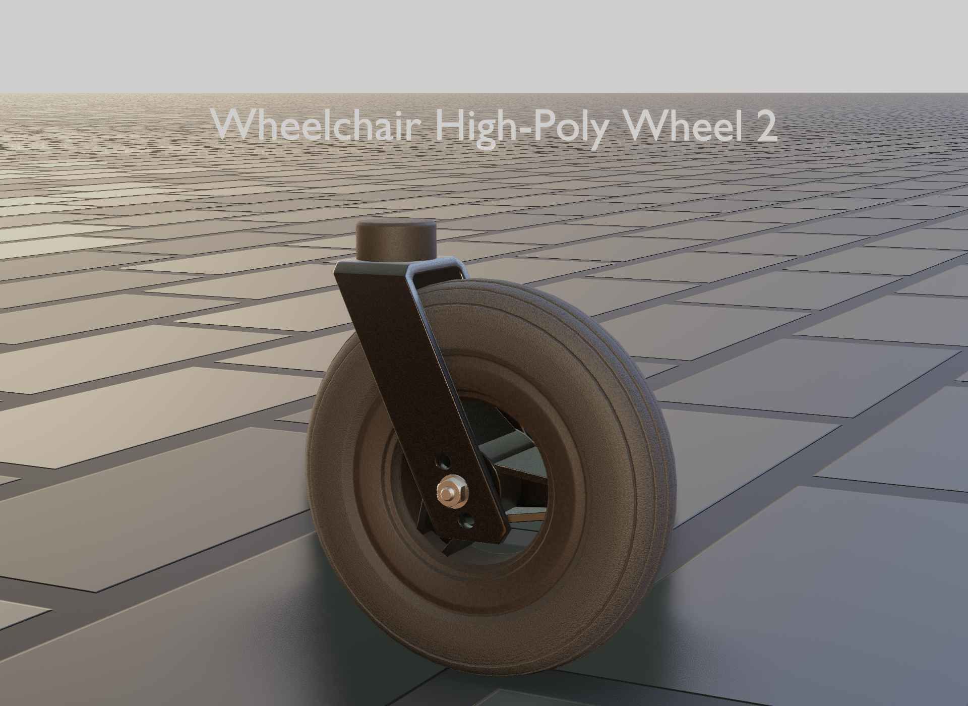 Wheelchair small front wheel 2 with procedural PBR material 3D model_52
