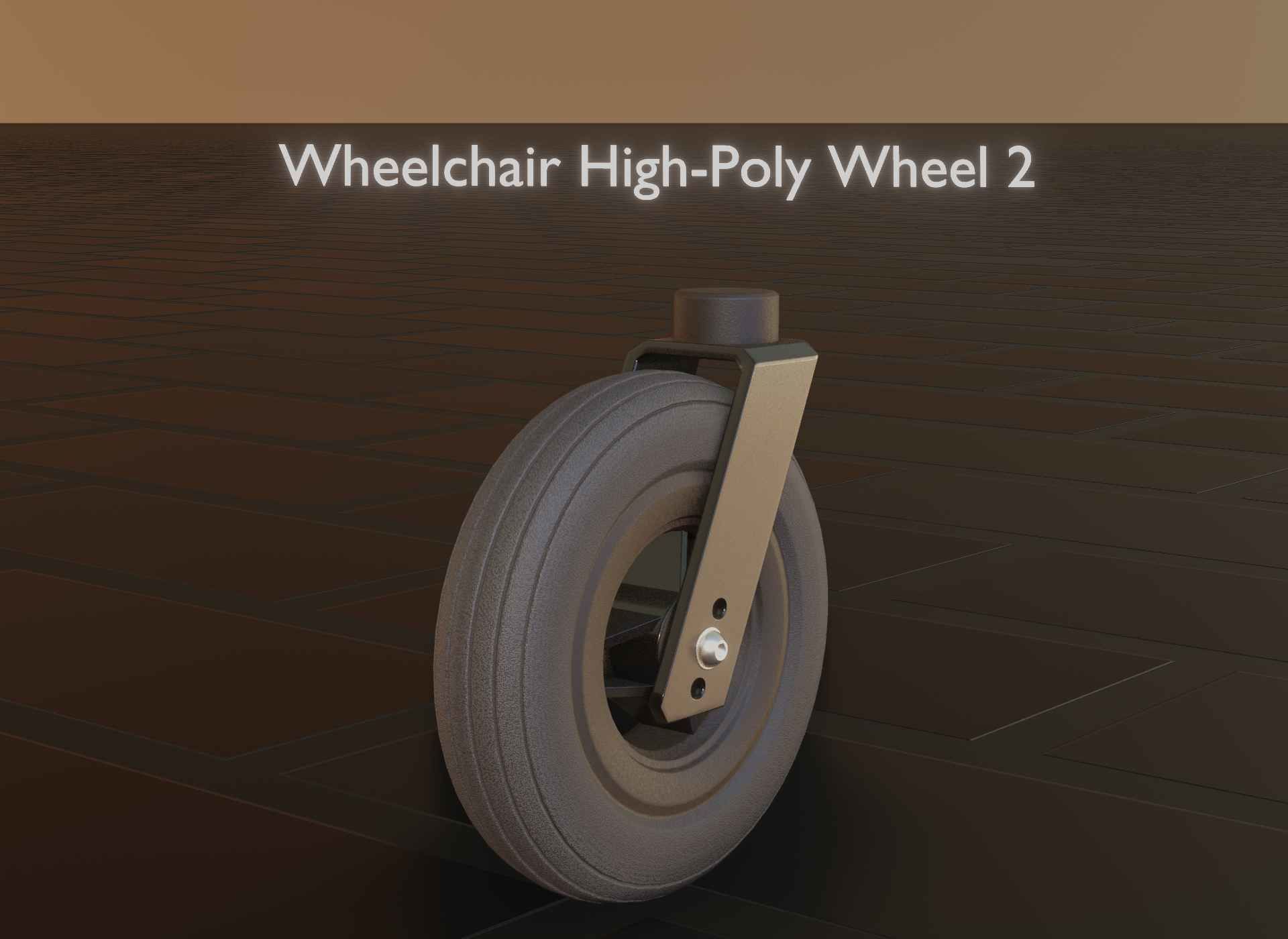 Wheelchair small front wheel 2 with procedural PBR material 3D model_118