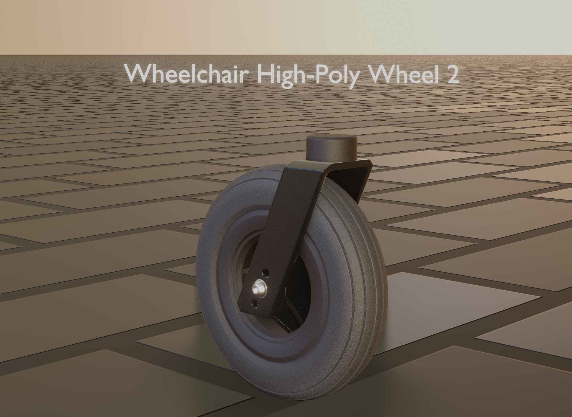 Wheelchair small front wheel 2 with procedural PBR material 3D model_74