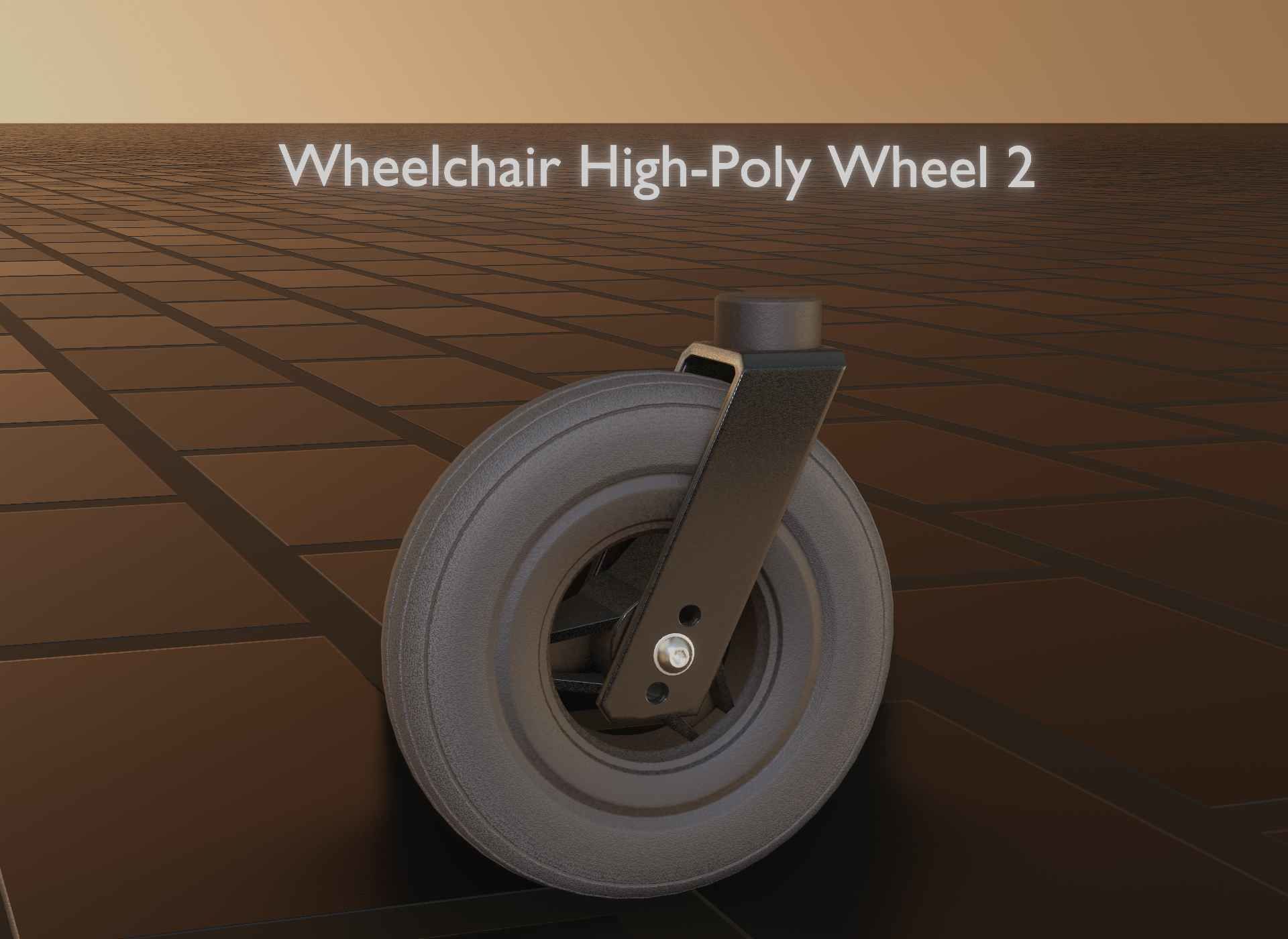 Wheelchair small front wheel 2 with procedural PBR material 3D model_120