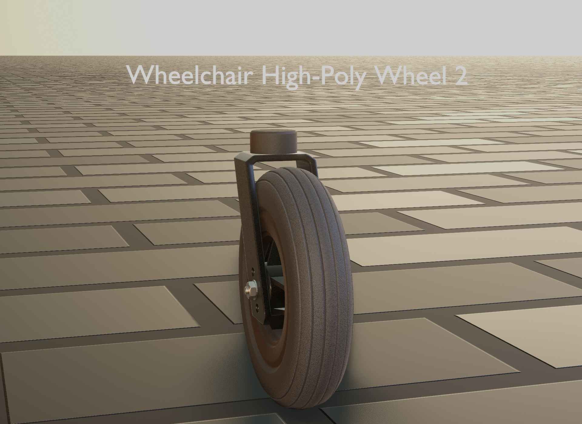 Wheelchair small front wheel 2 with procedural PBR material 3D model_101